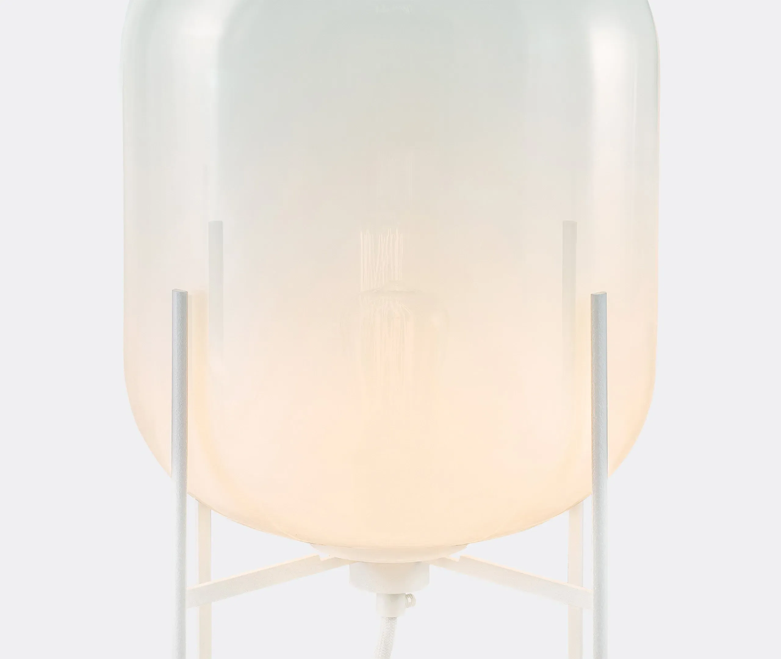 Small Table Lamp with Glass Shade - White, Steel