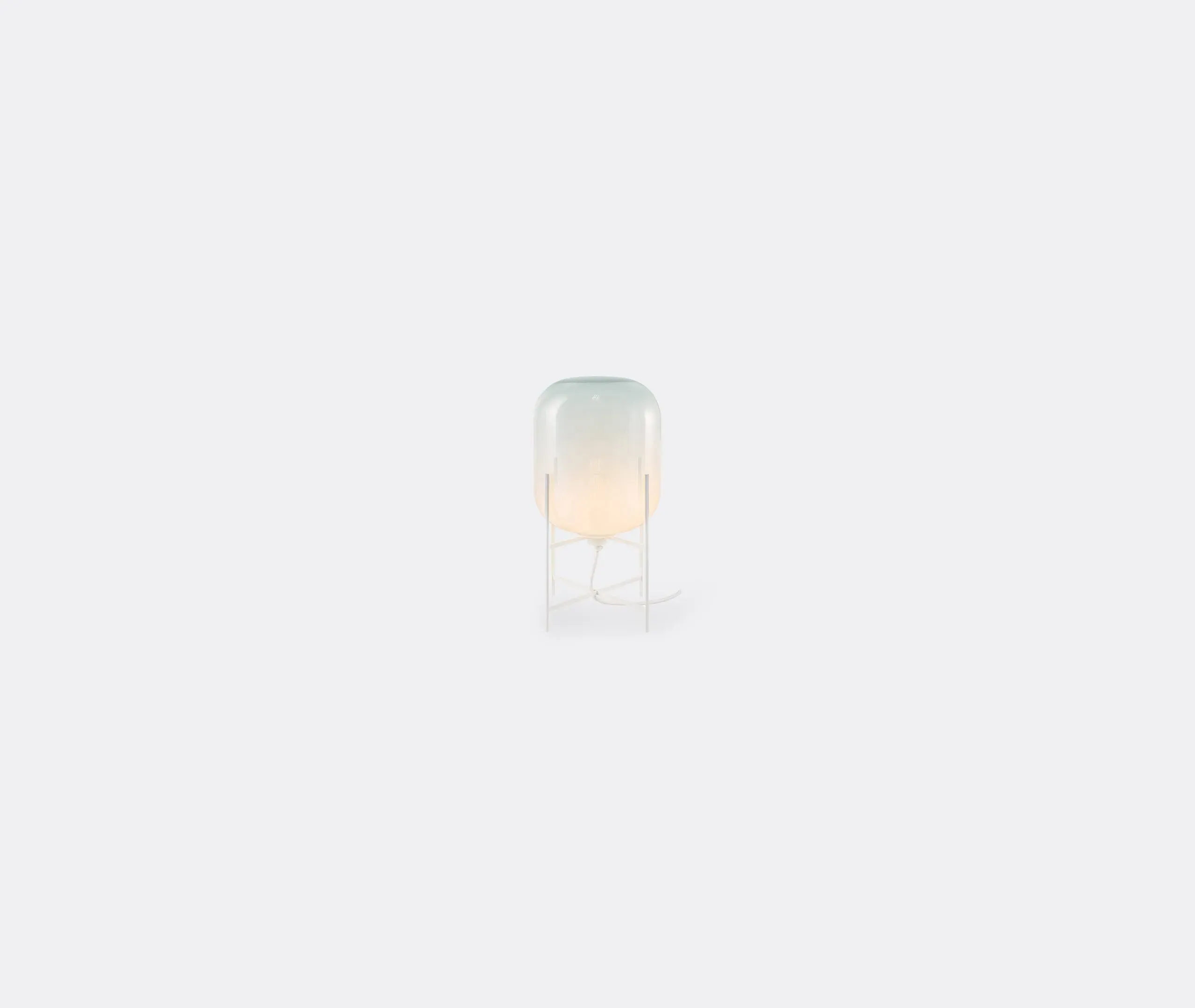 Small Table Lamp with Glass Shade - White, Steel
