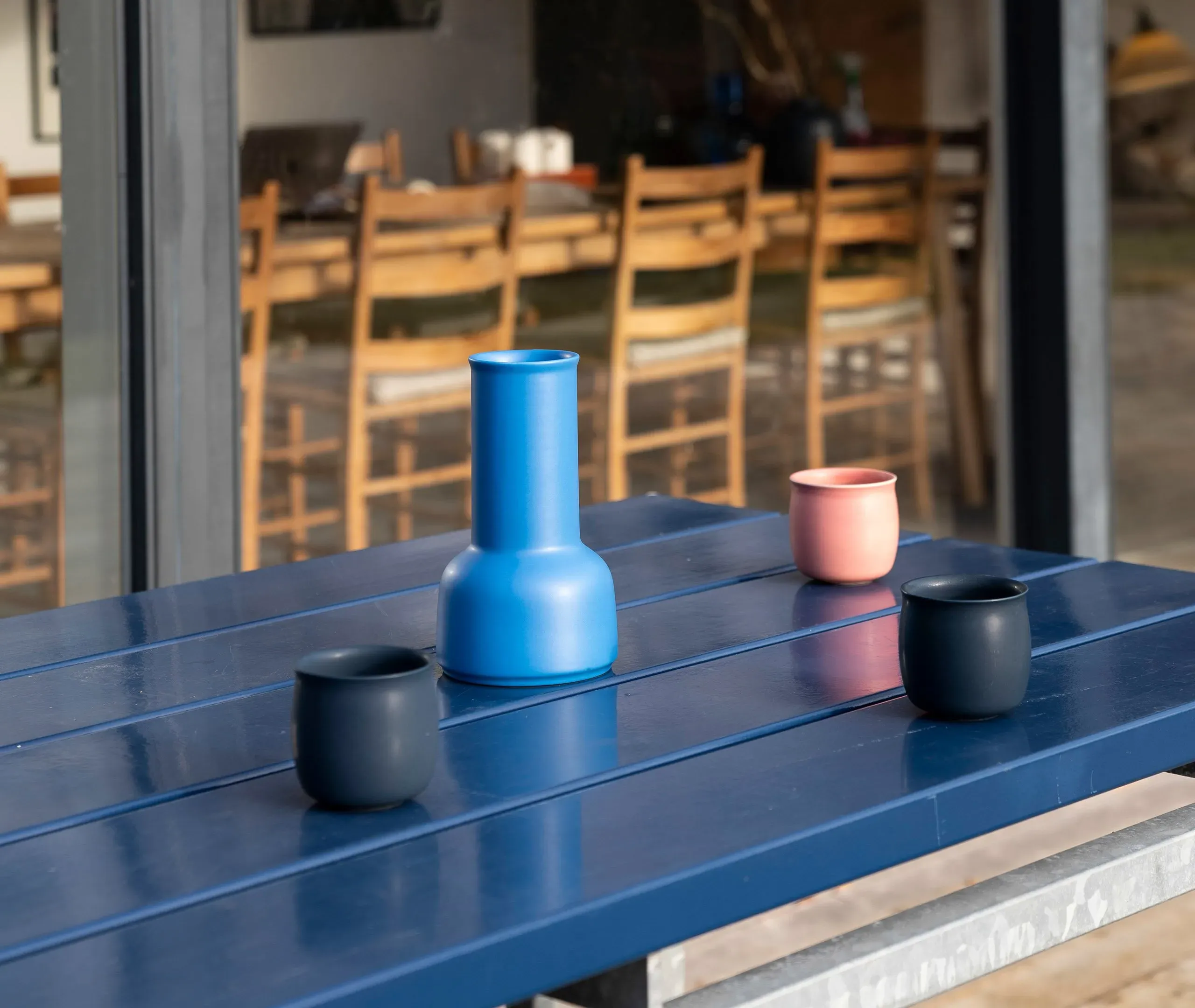 Ceramic Carafe with Glazed Finish - Blue