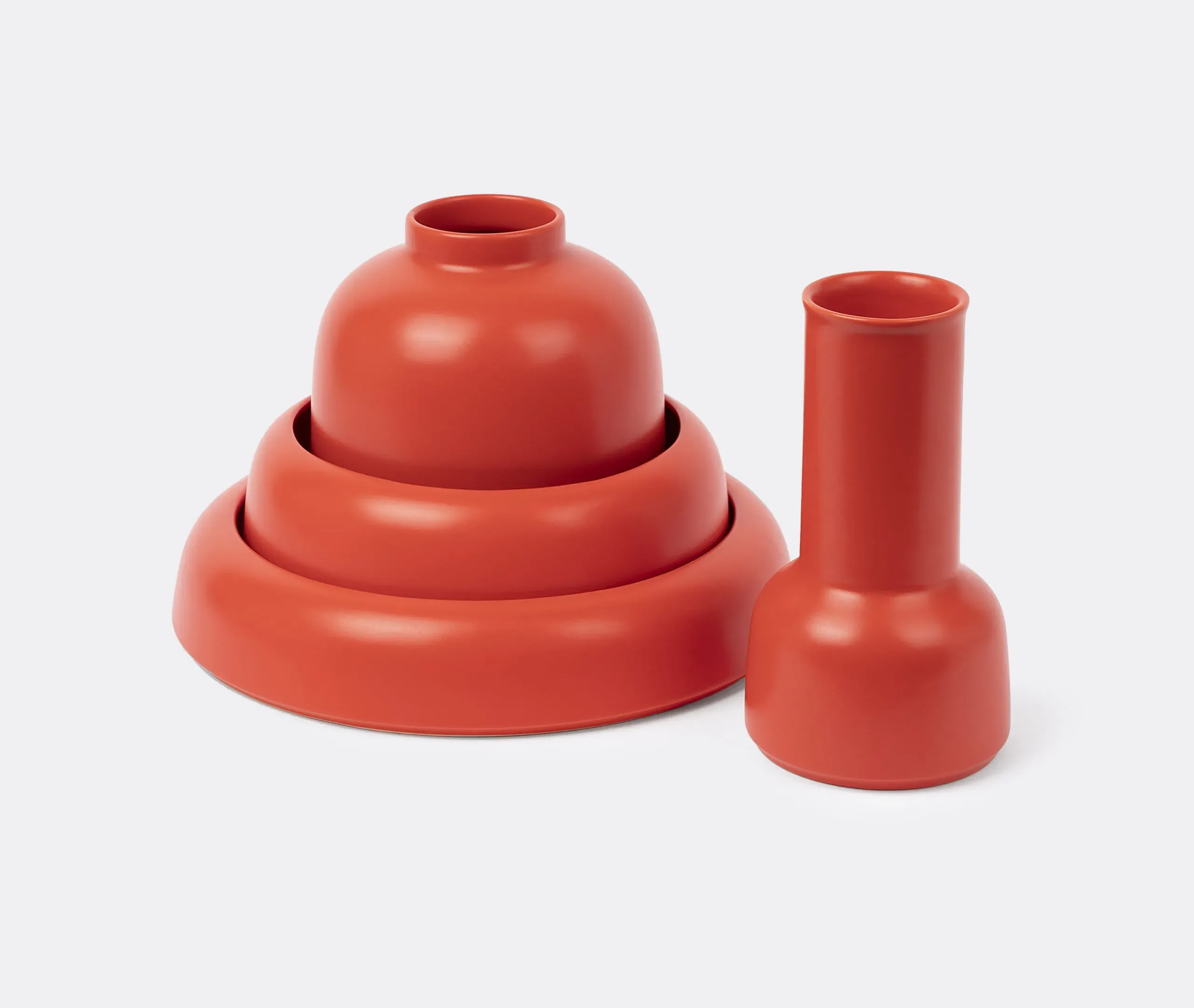 Ceramic Carafe with Glazed Finish - Coral Red