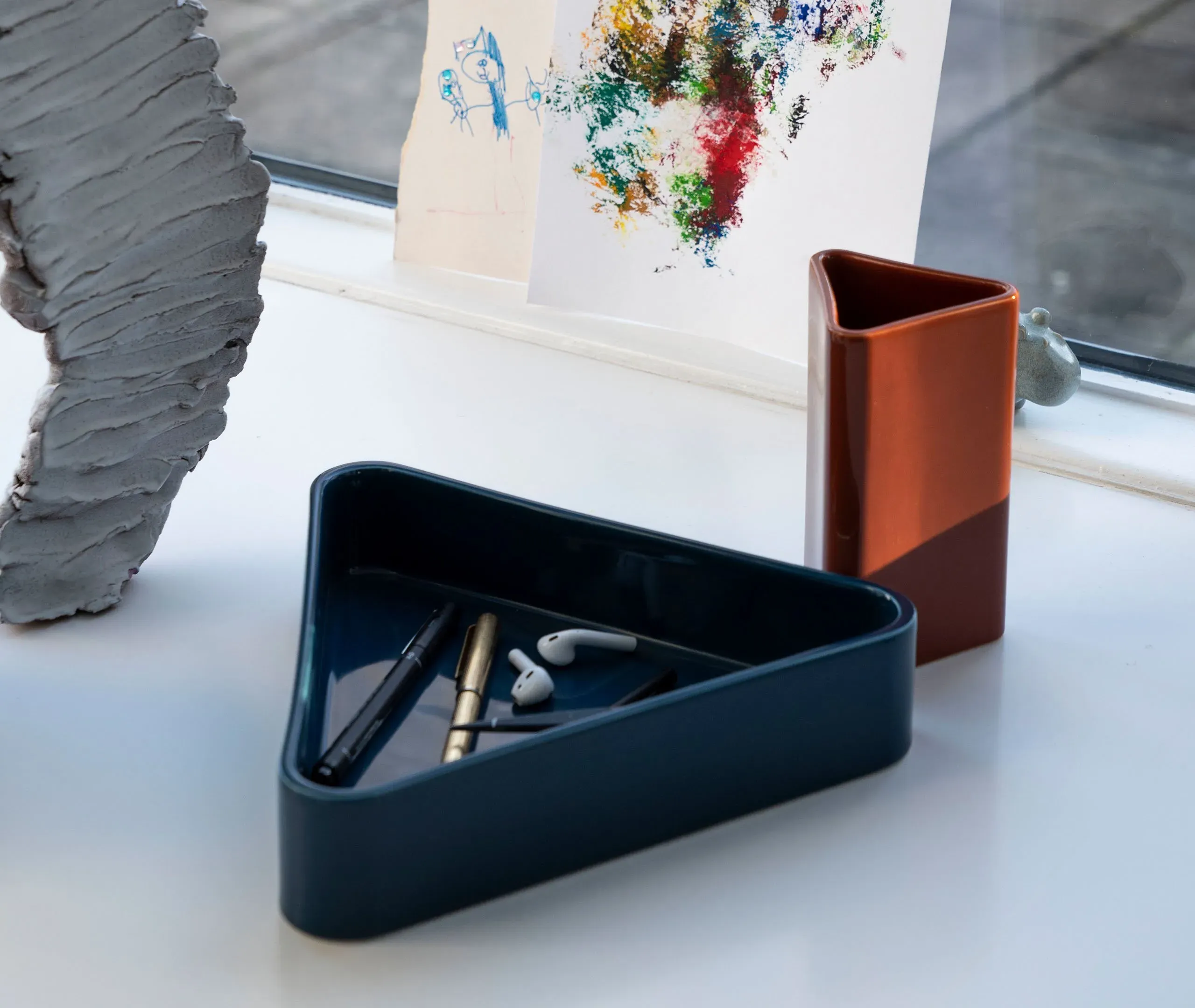 Diamond-Shaped Centrepiece Bowl - Blue, Ceramic