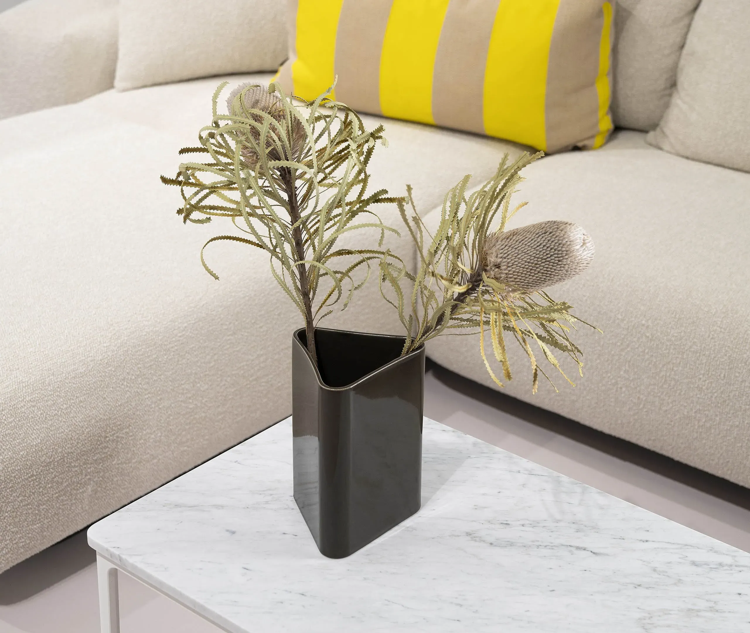 Large Diamond Vase - Army Green, Ceramic