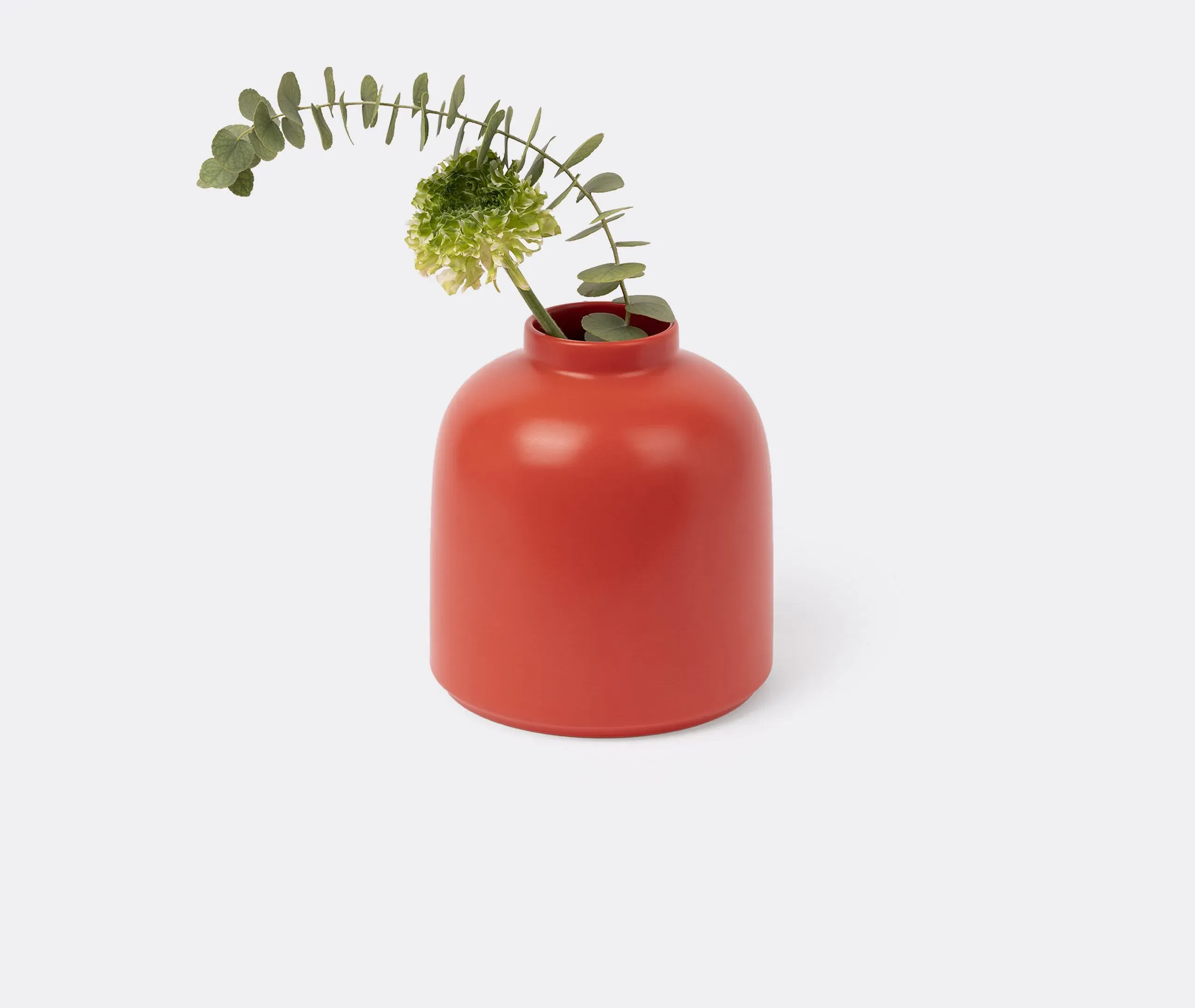 Omar Vase - Coral Red, Glazed Ceramic