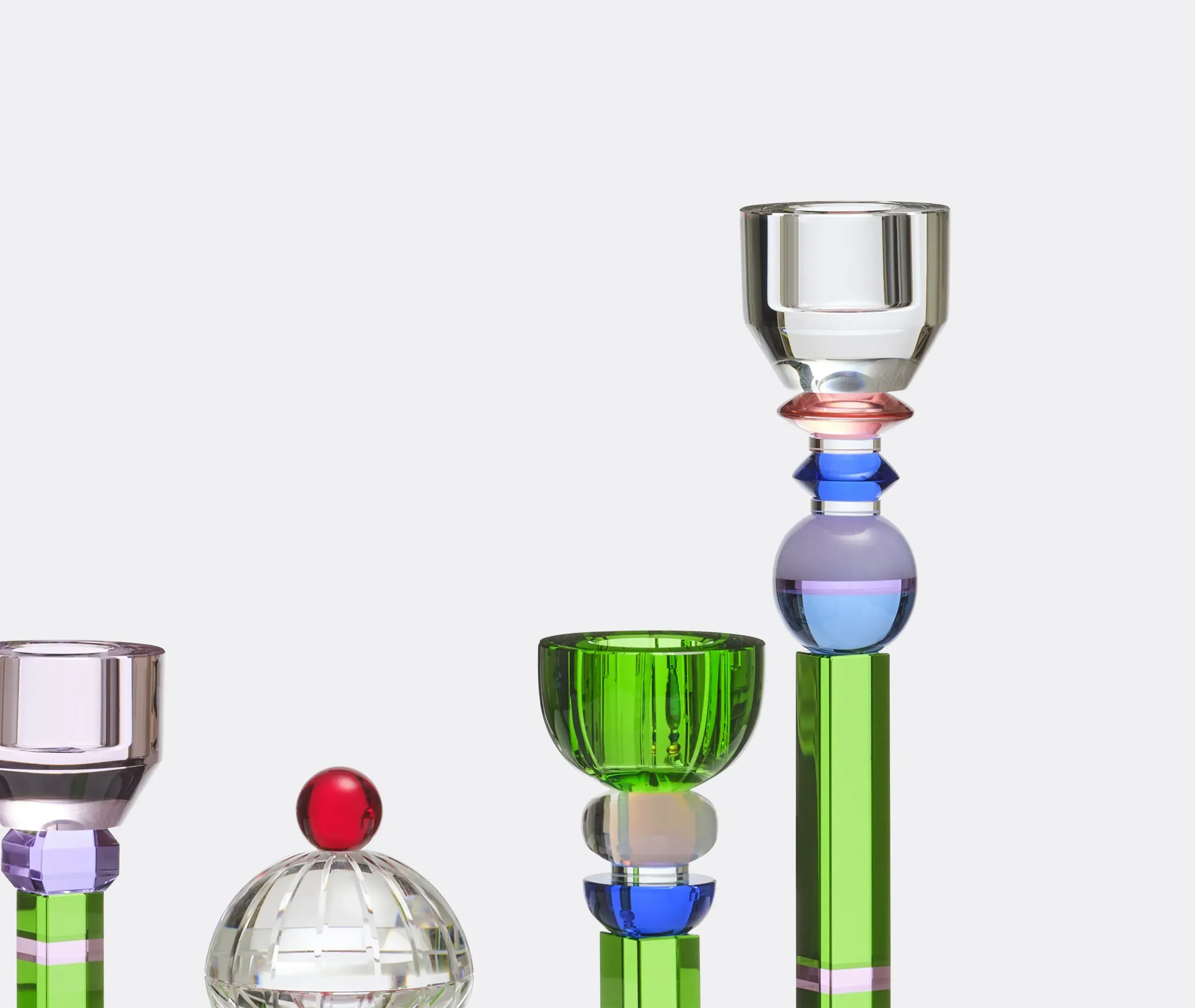 5-Light Chandelier Tealight Holder - Multicolor Crystal