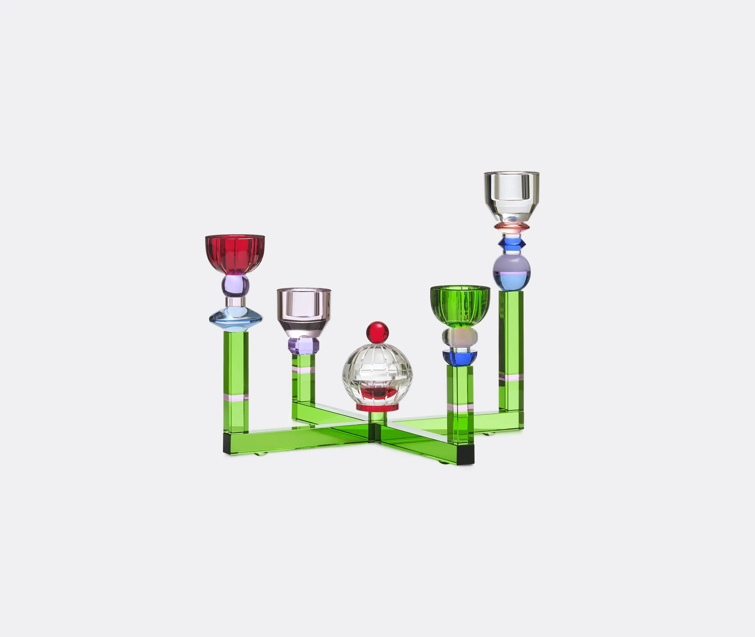 5-Light Chandelier Tealight Holder - Multicolor Crystal image