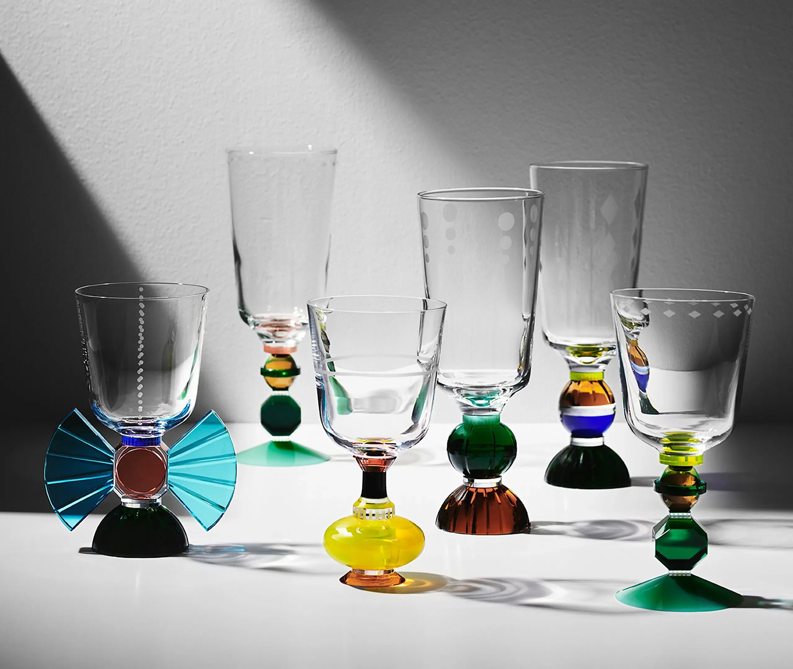 Ascot Tall Crystal Glass Set of Two - Multicolour