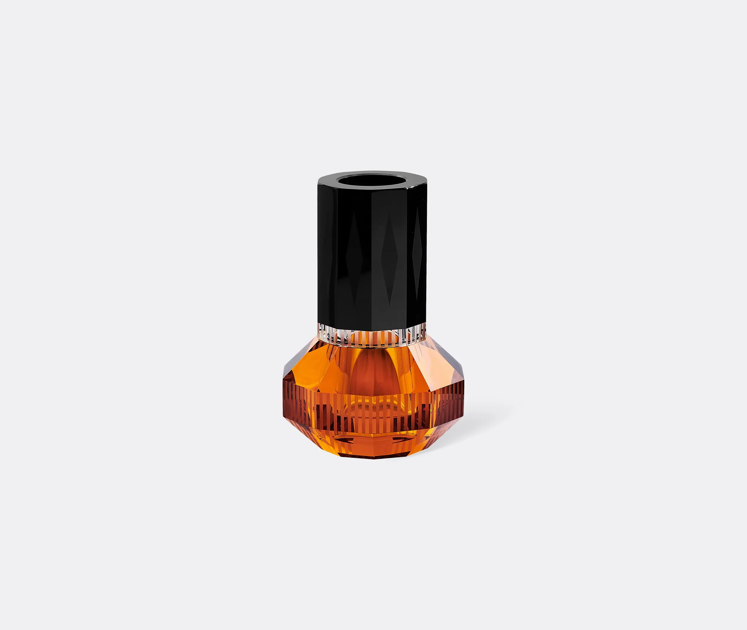 Chicago Hand Cut Crystal Vase - Amber, Black product