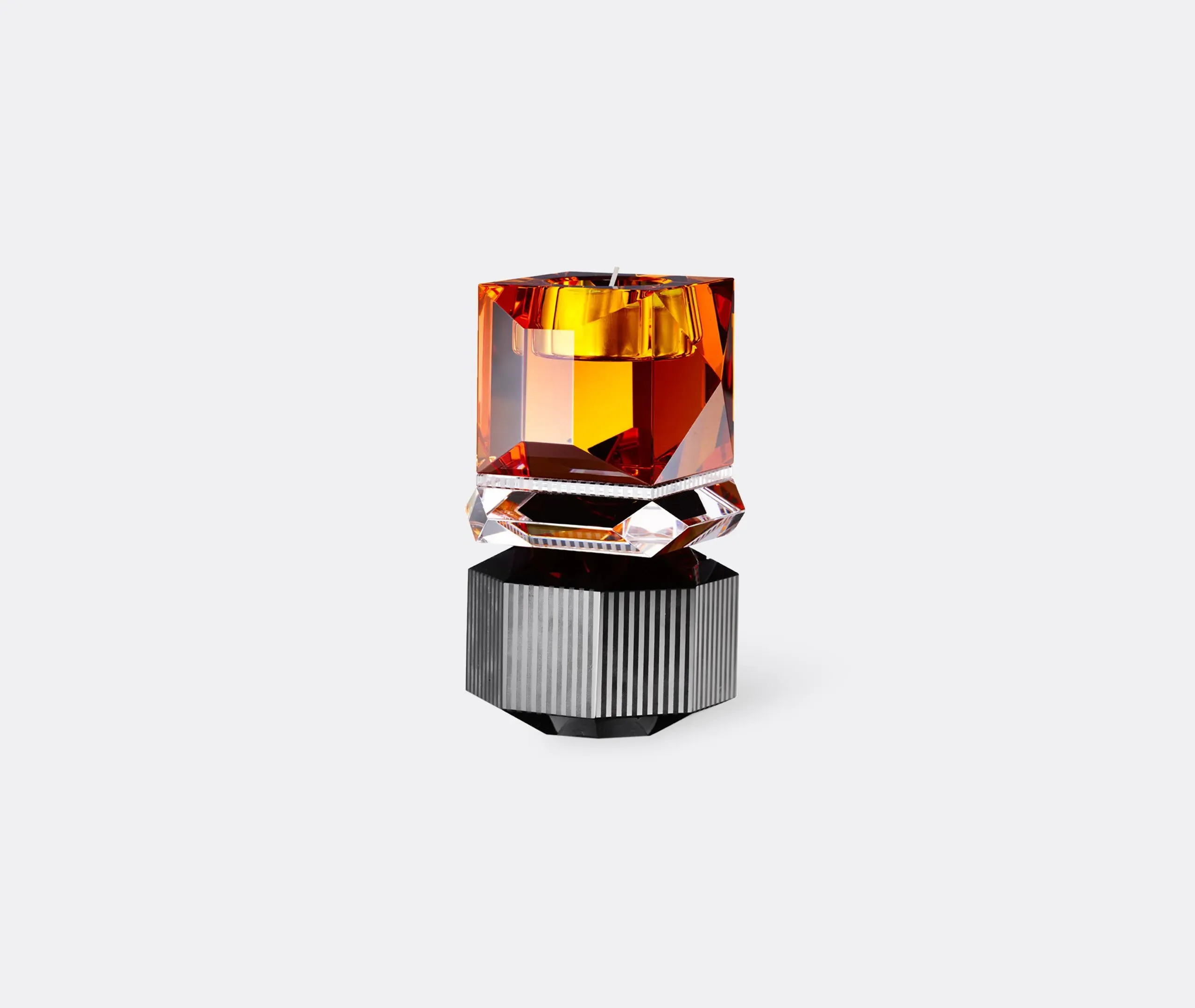 Dakota Tealight Holder - Amber, Crystal