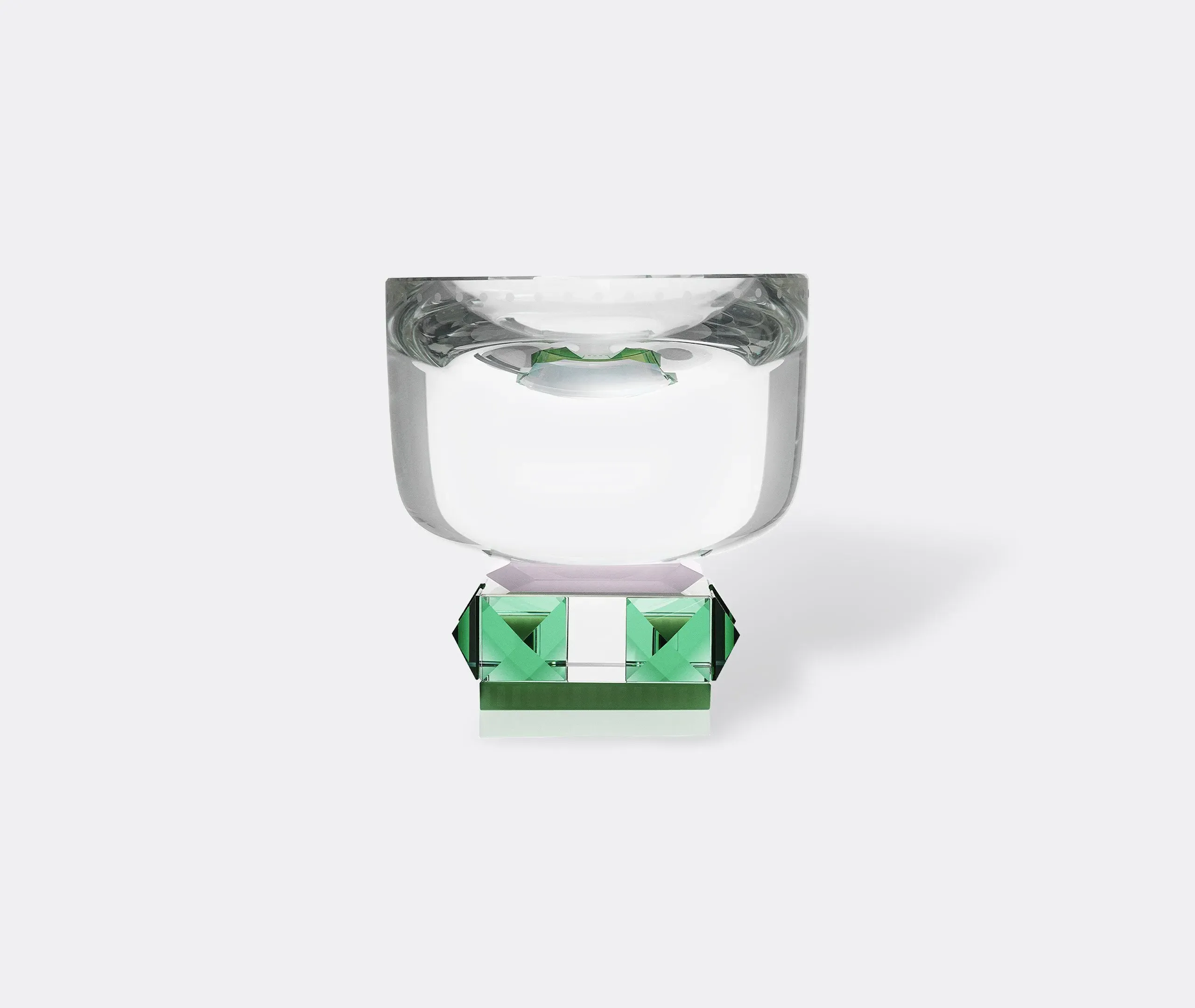 Decorative Bowl with Faceted Design - Green, Crystal image