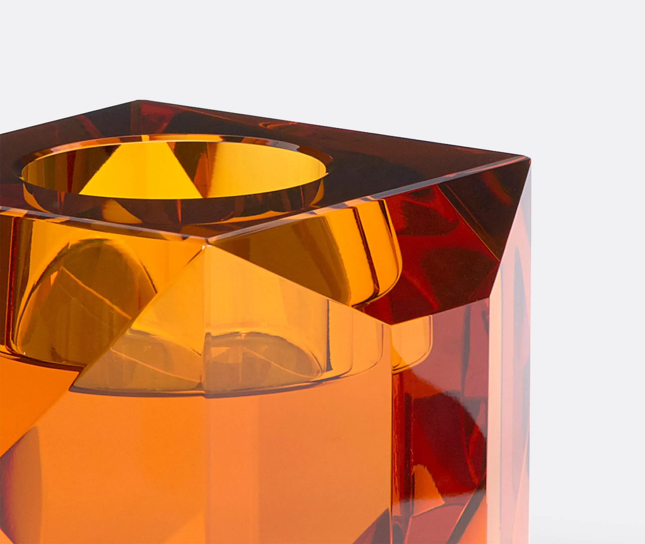Geometric Tealight Holder - Amber, Crystal