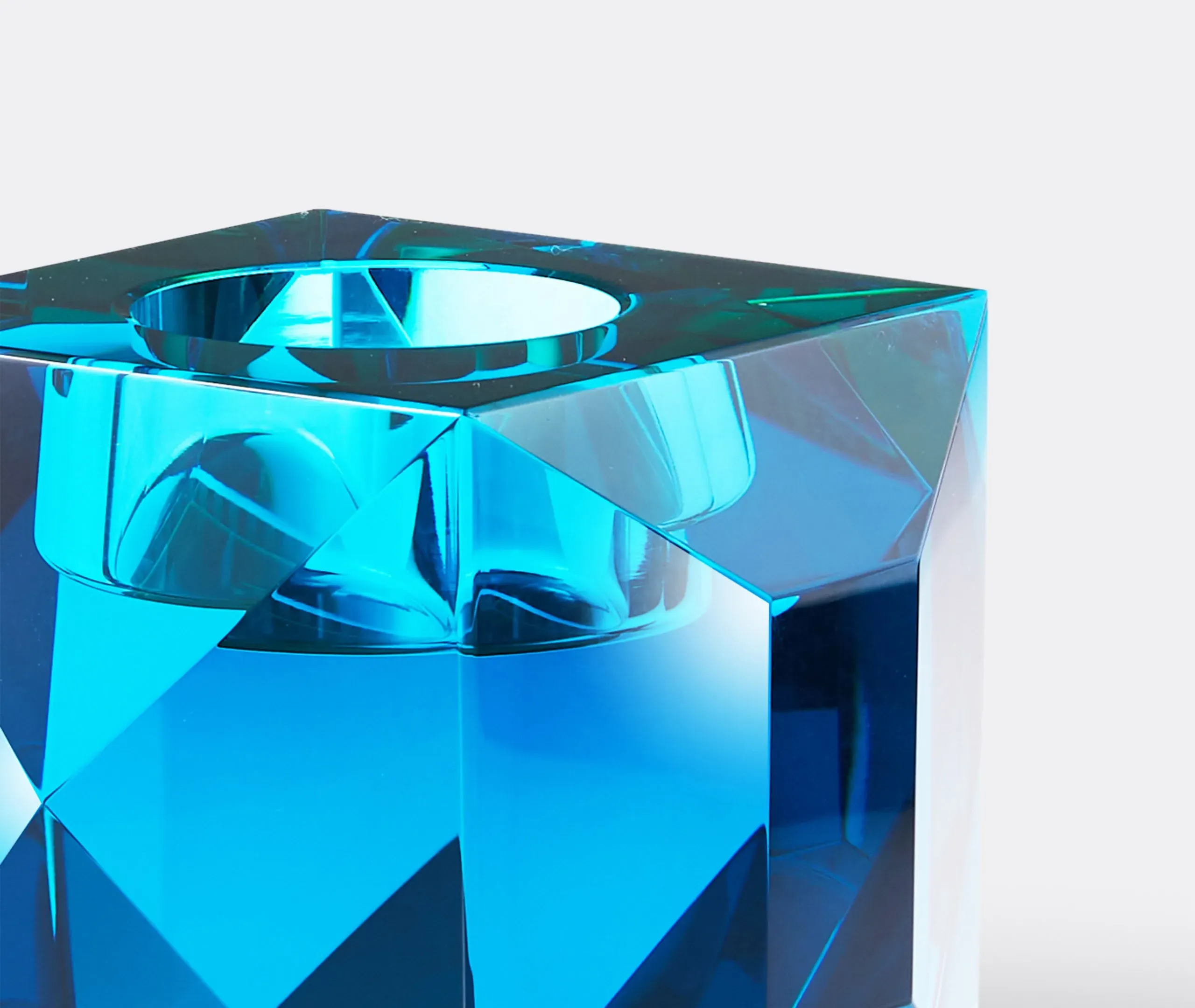 Geometric Tealight Holder - Azure, Crystal