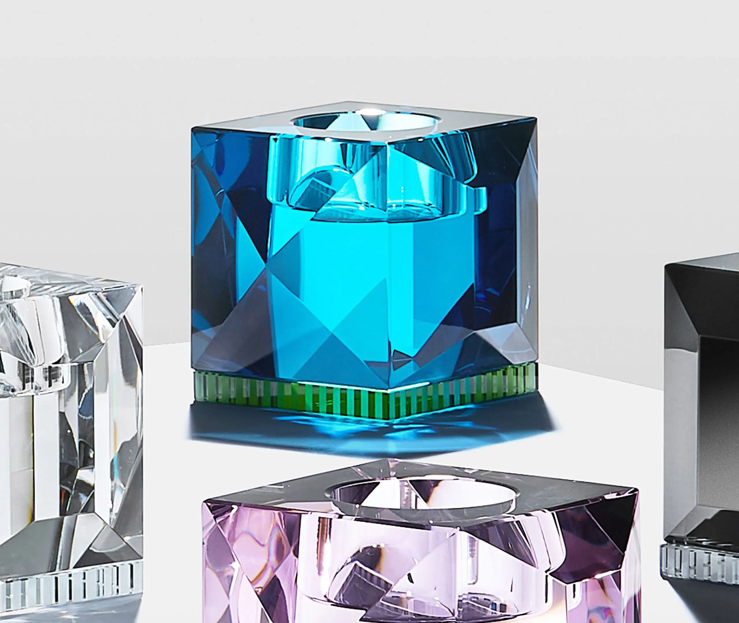 Geometric Tealight Holder - Azure, Crystal