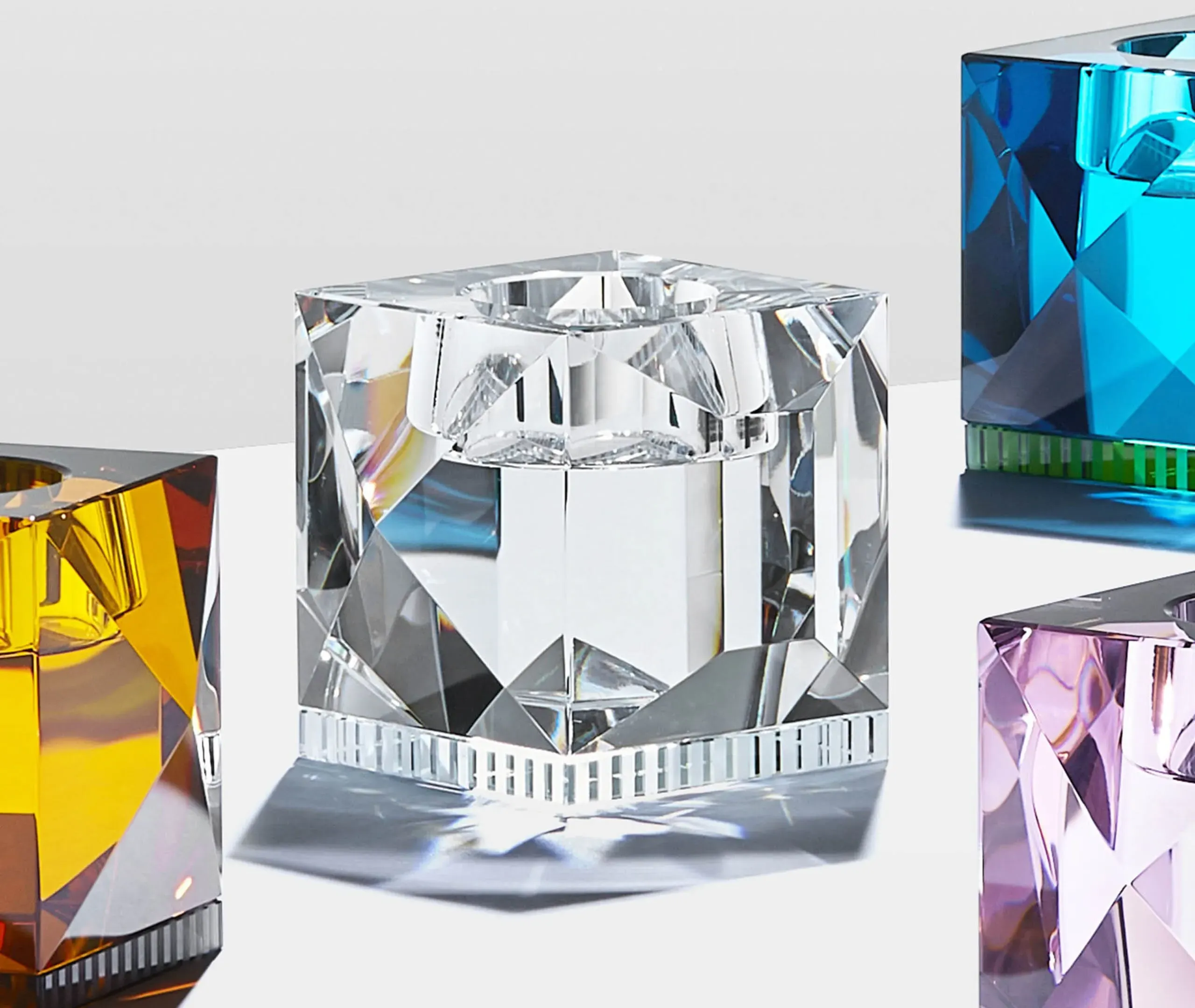 Geometric Tealight Holder - Clear, Crystal