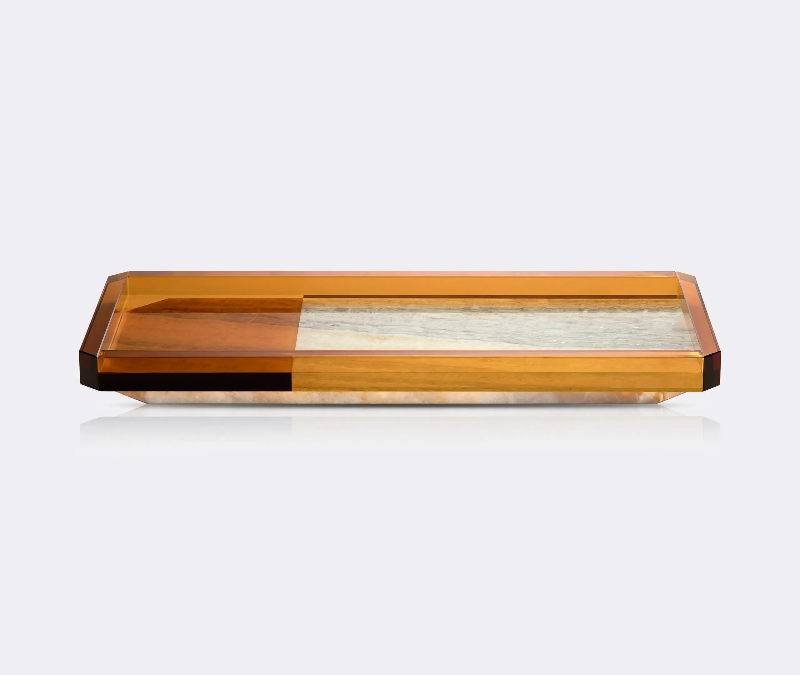 Hexagonal Serving Tray - Amber, Crystal Glass image