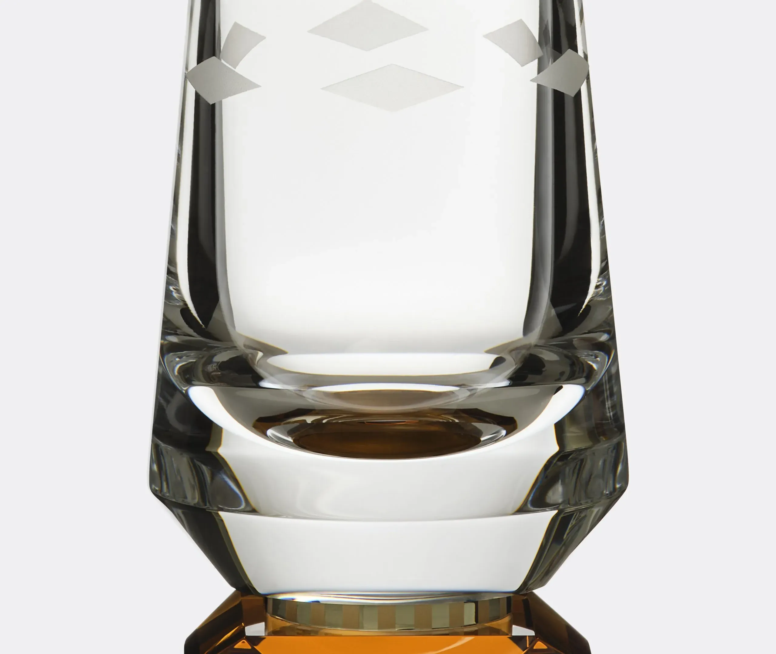 Set of 2 Glasses with Bevelled Base - Amber, Crystal