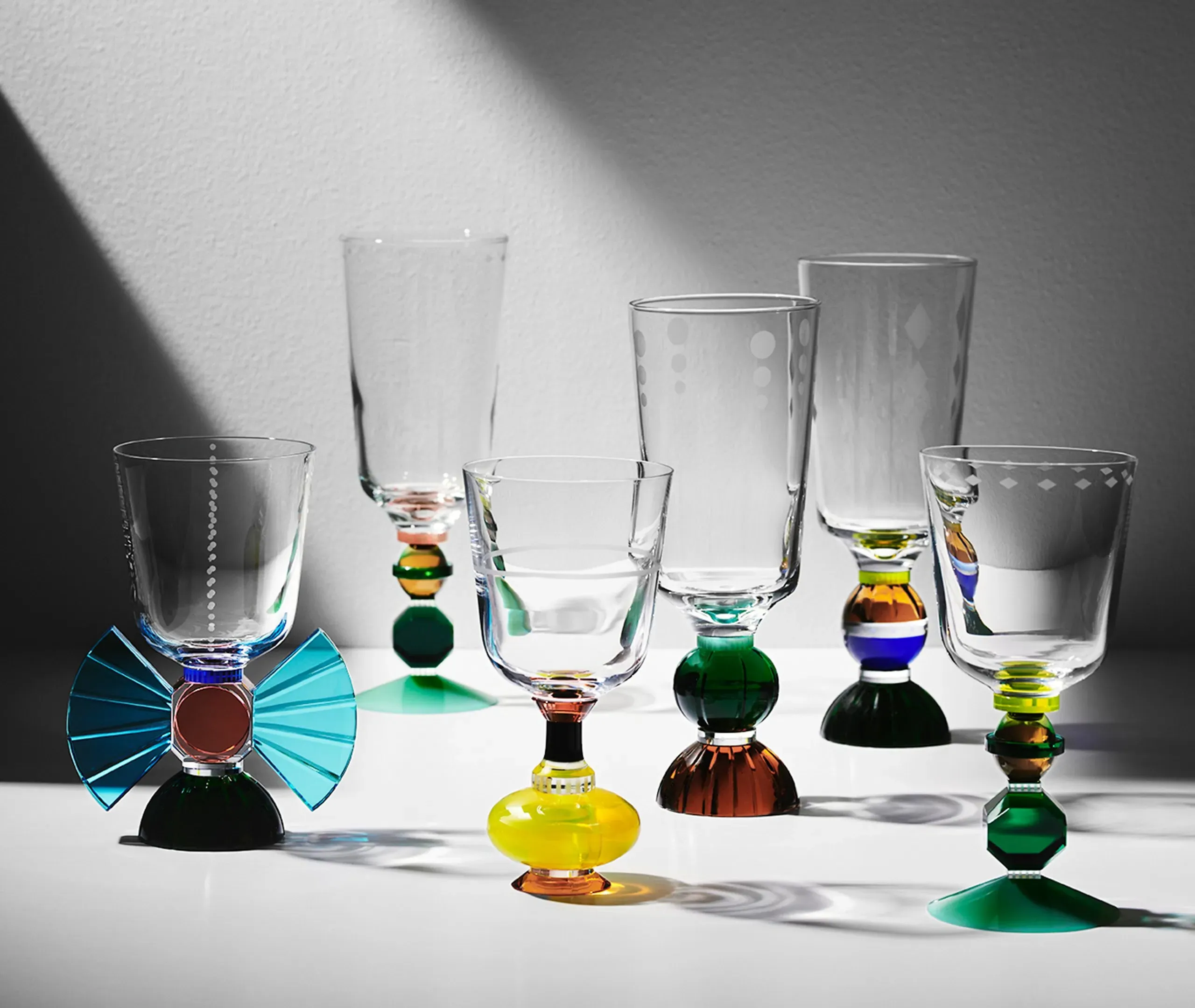 Set of 2 Short Crystal Glasses - Multicolor