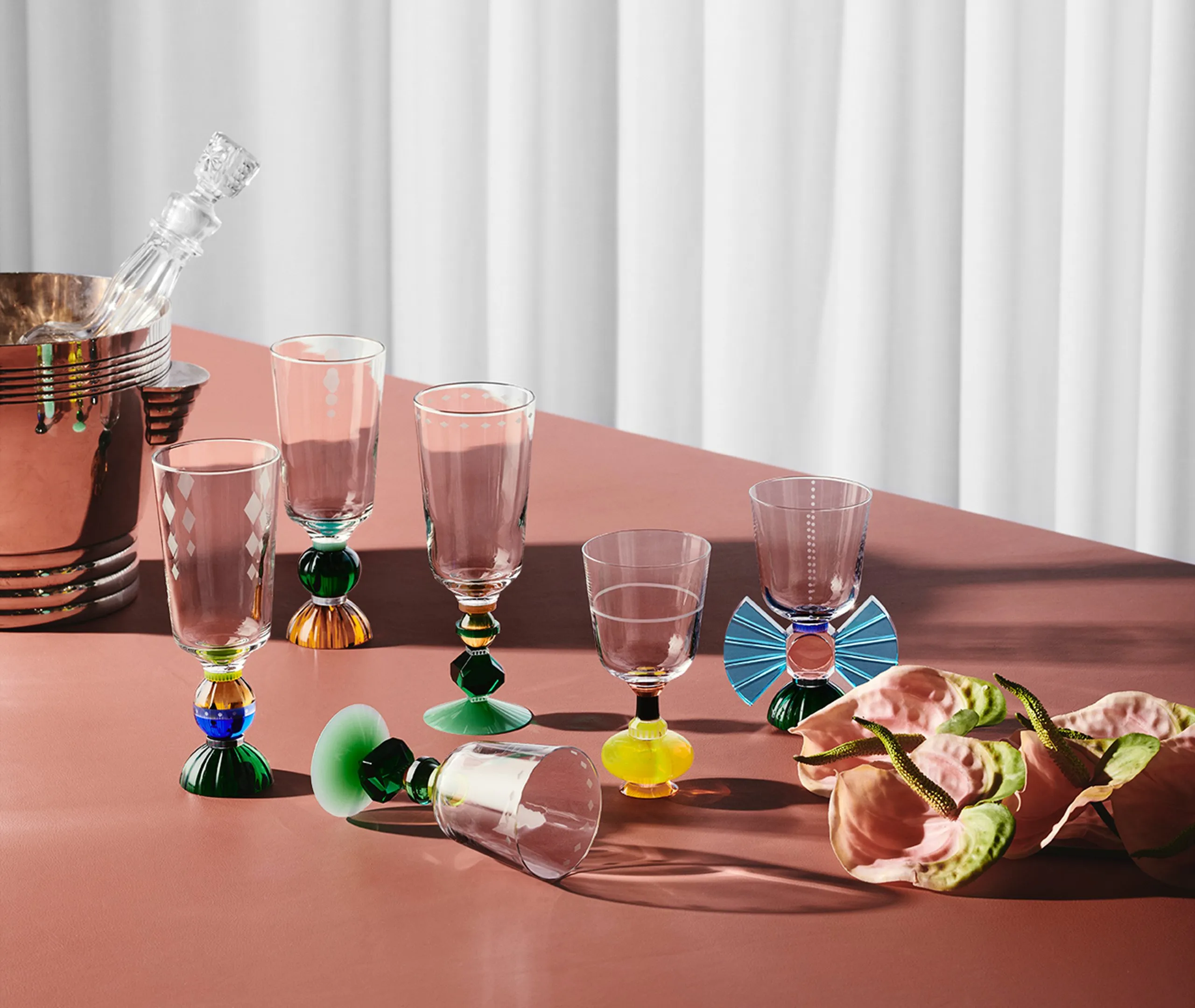 Set of 2 Short Crystal Glasses - Multicolor