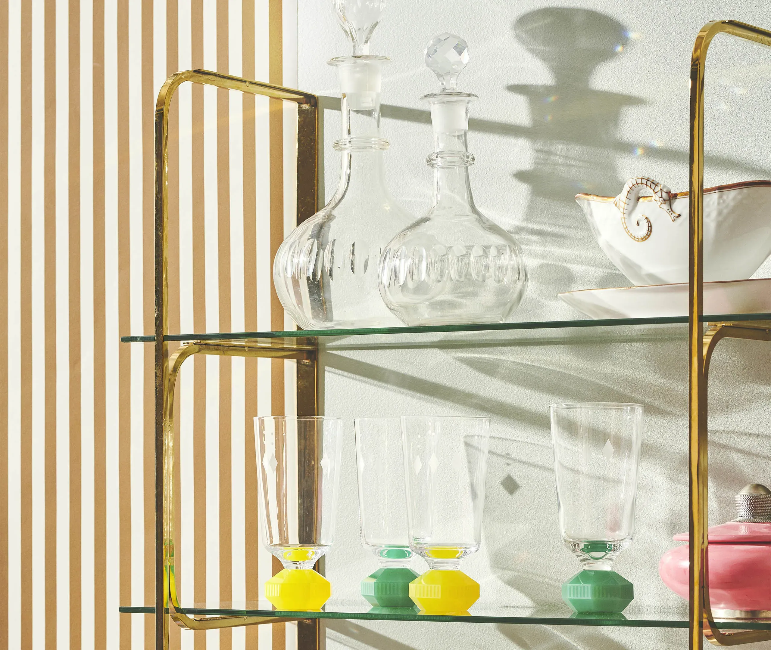 Set of 2 Tall Glasses - Neon Yellow, Handcrafted
