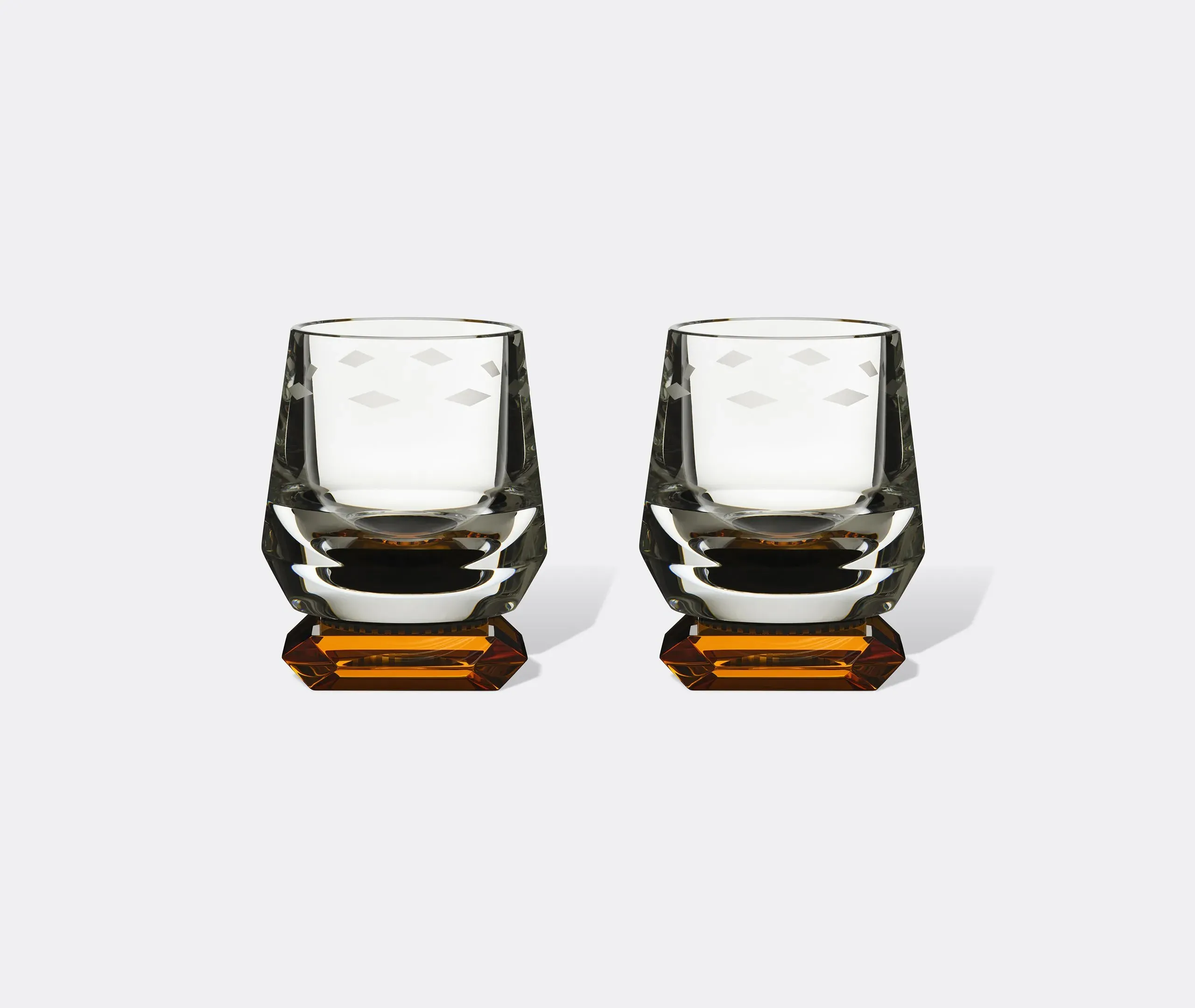 Whisky Glass Set of 2 - Amber, Hand-Cut Crystal image