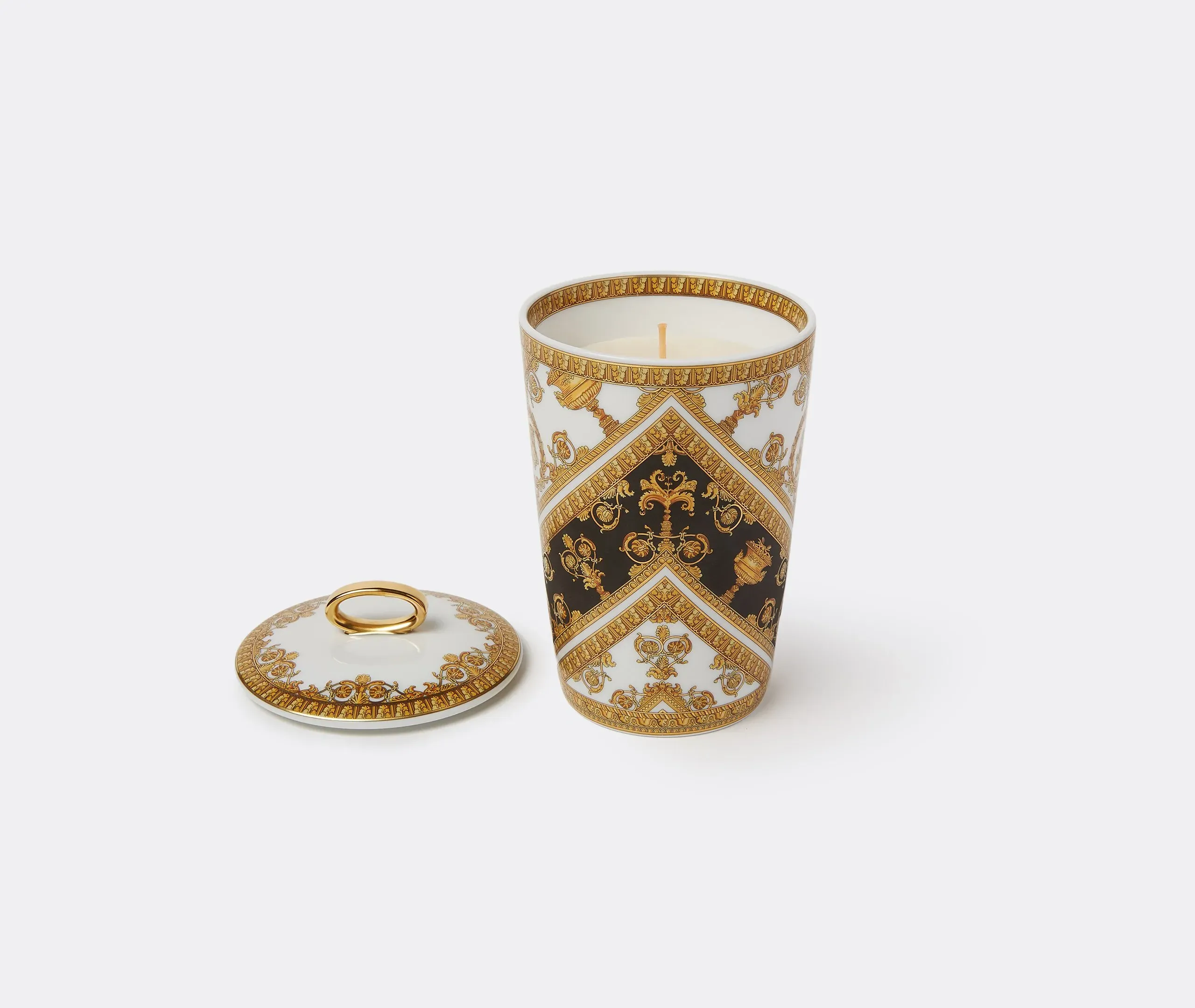 Baroque Candle with Lid - Multicolor, Ceramic