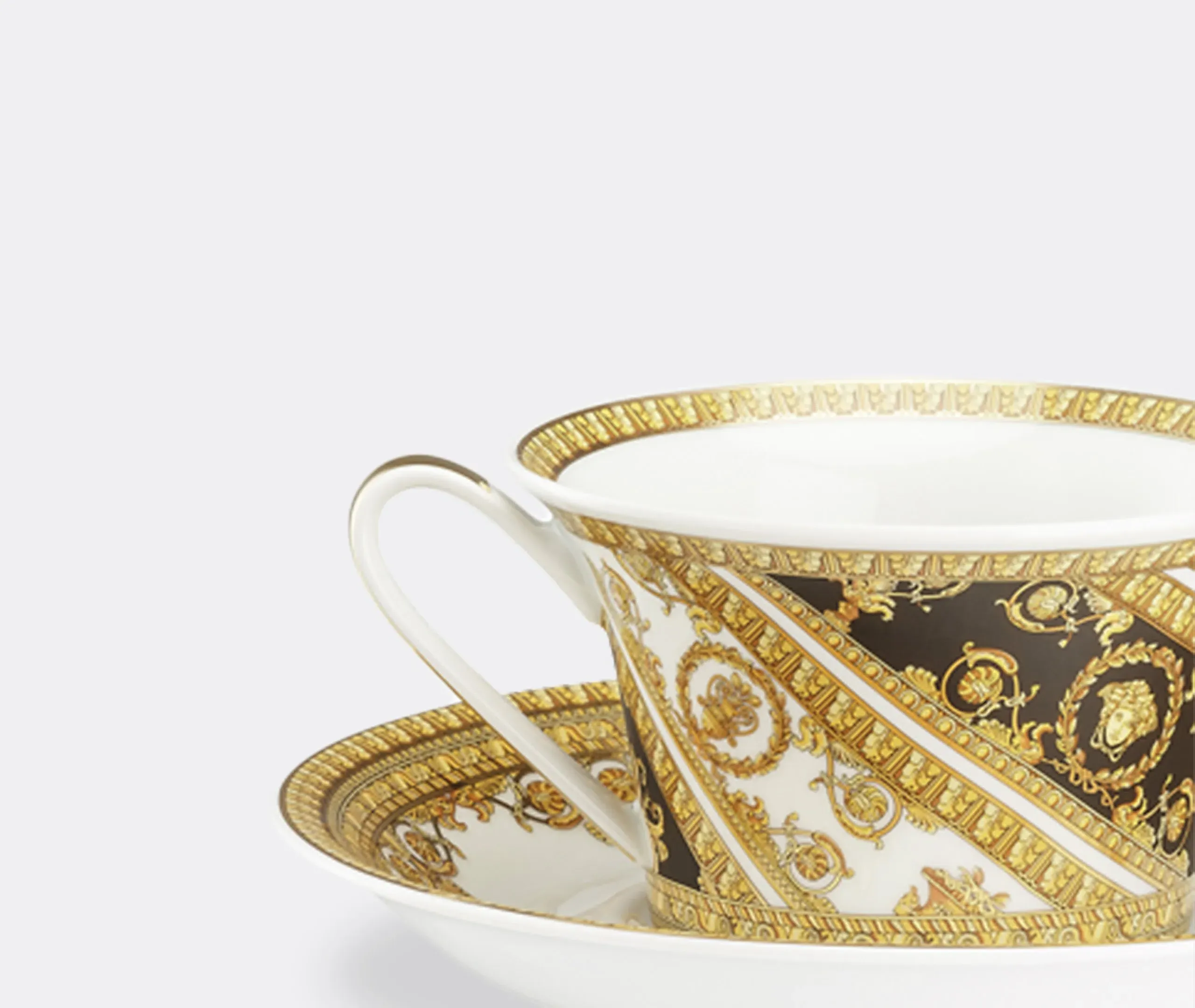 Baroque Teacup and Saucer Set - Multicolor, Porcelain