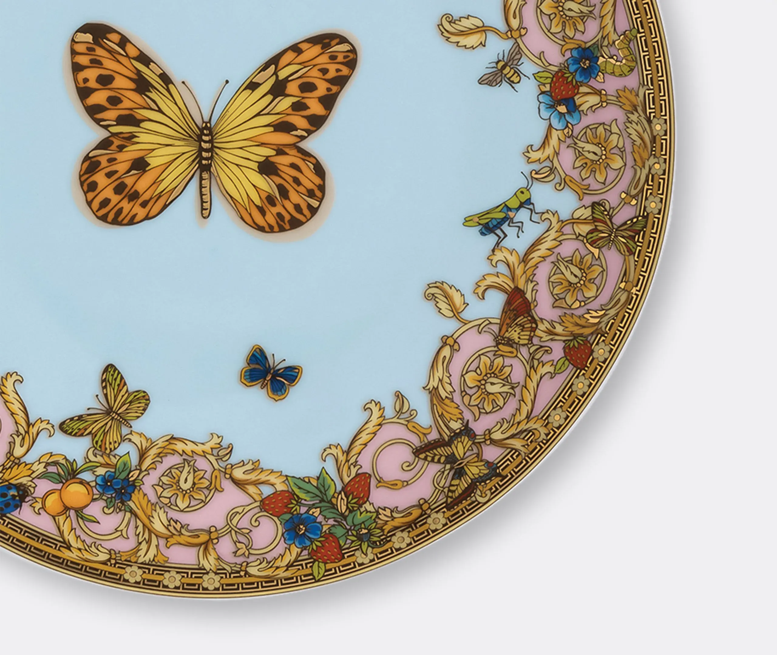 Bread Plate Butterfly Design - Multicolor, Porcelain