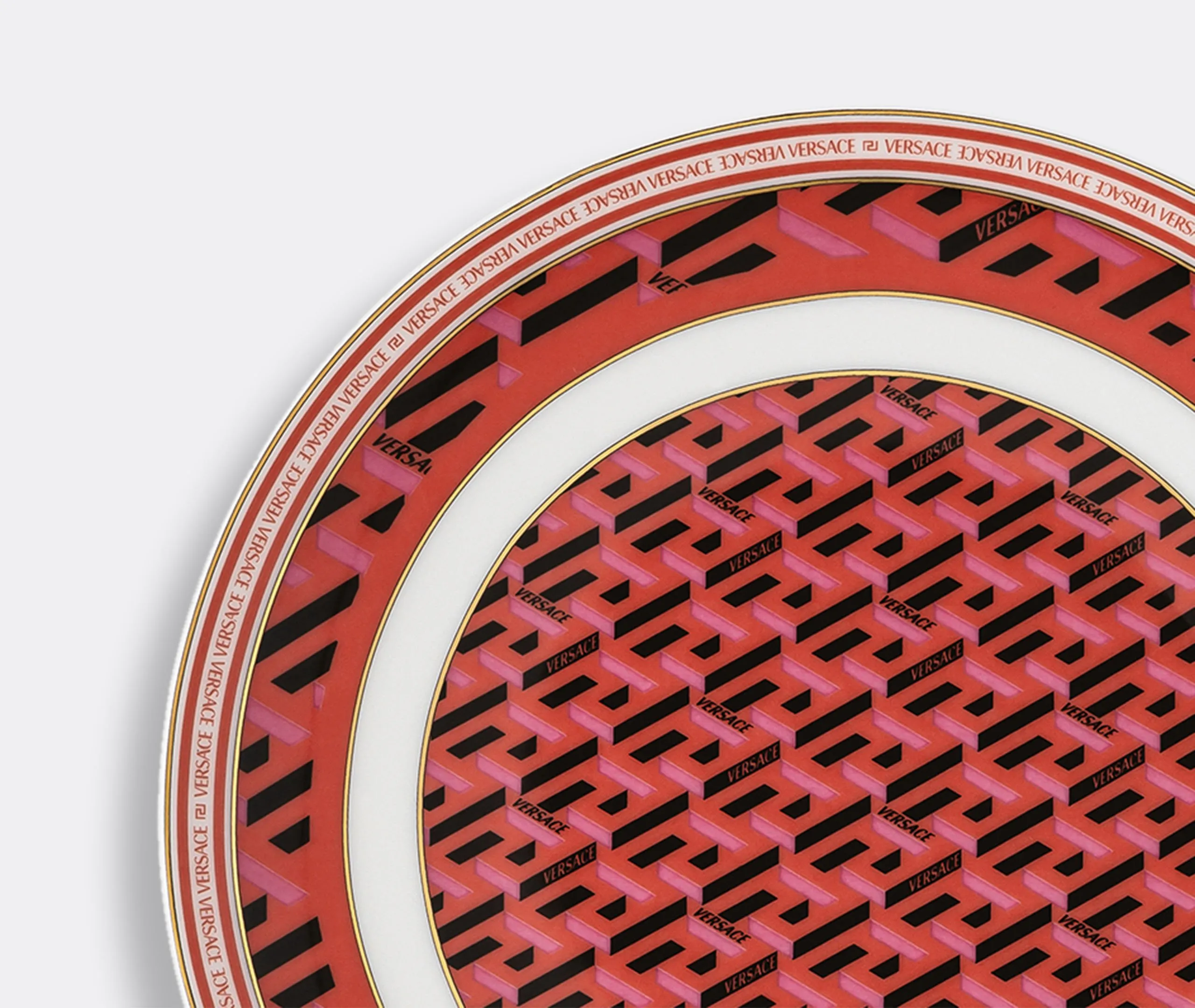 Bread Plate with Relief Pattern - Red, Porcelain