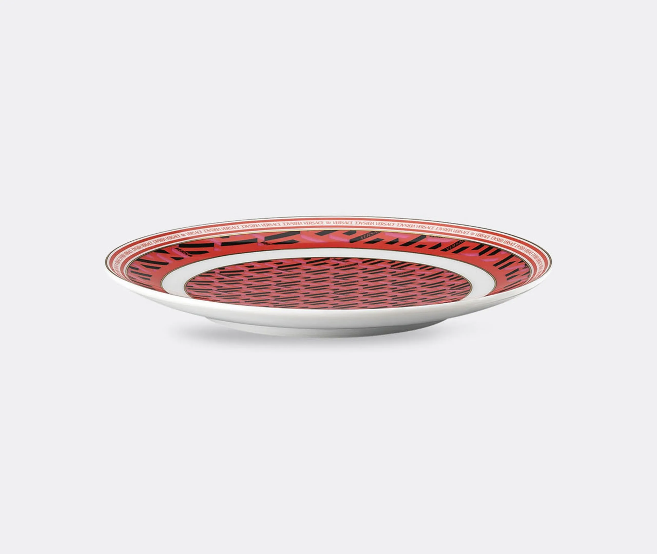 Bread Plate with Relief Pattern - Red, Porcelain