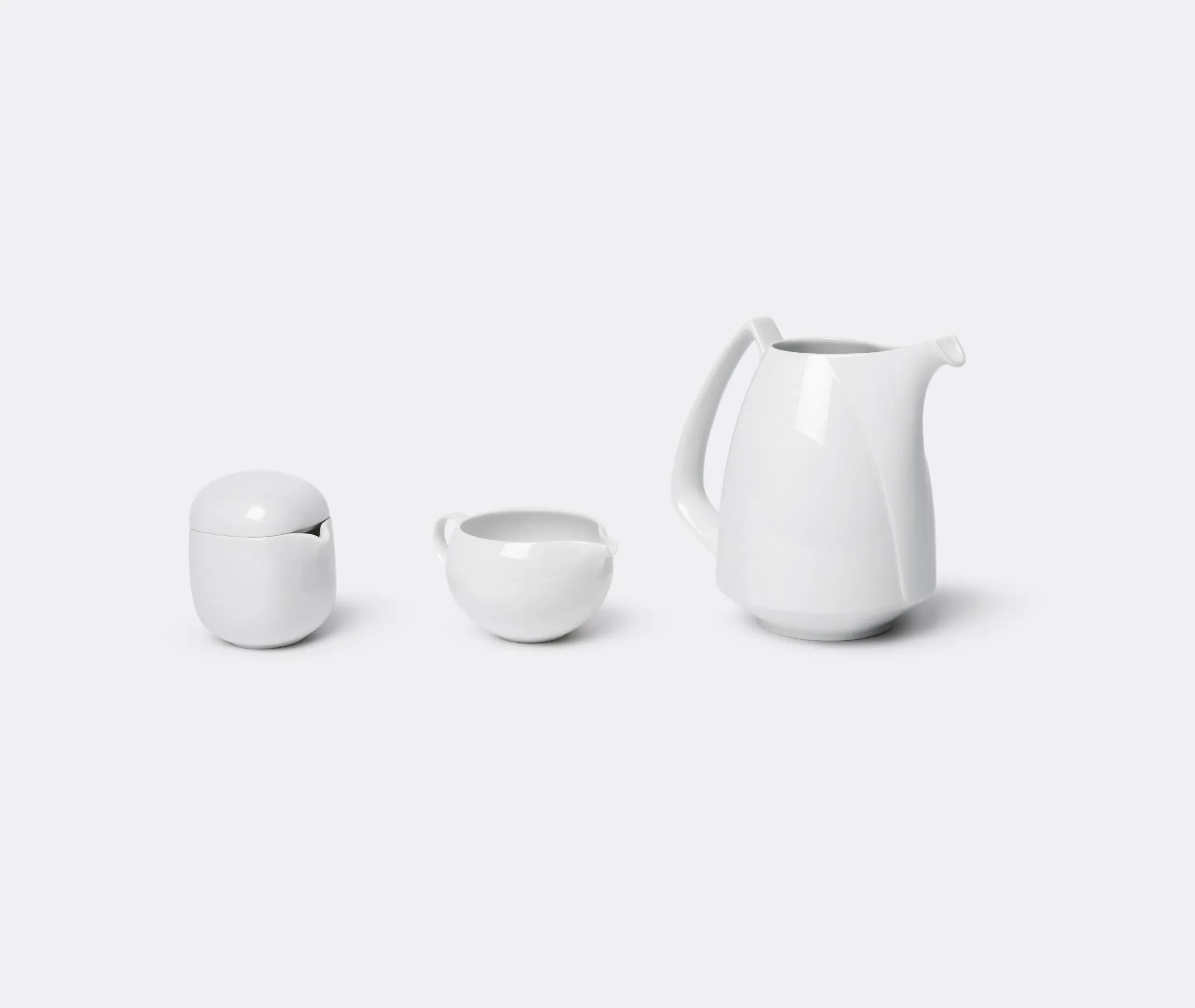 Creamer with Curved Design - White, Porcelain