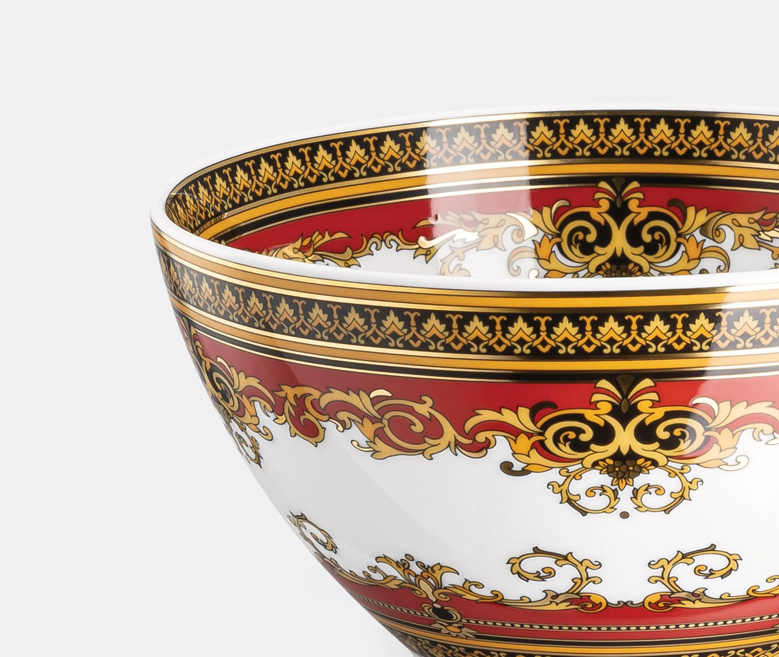 Decorative Bowl with Baroque Detail - Red, Porcelain