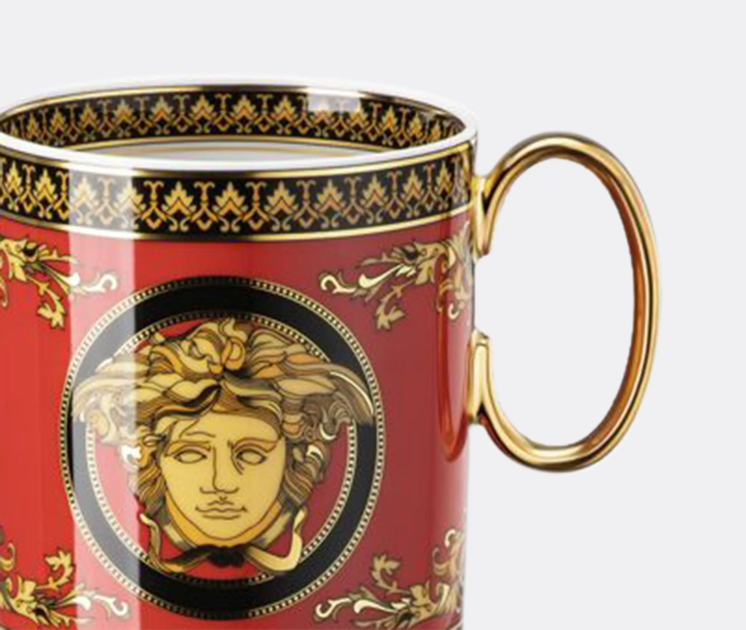 Decorative Mug with Gold Accent - Red, Porcelain