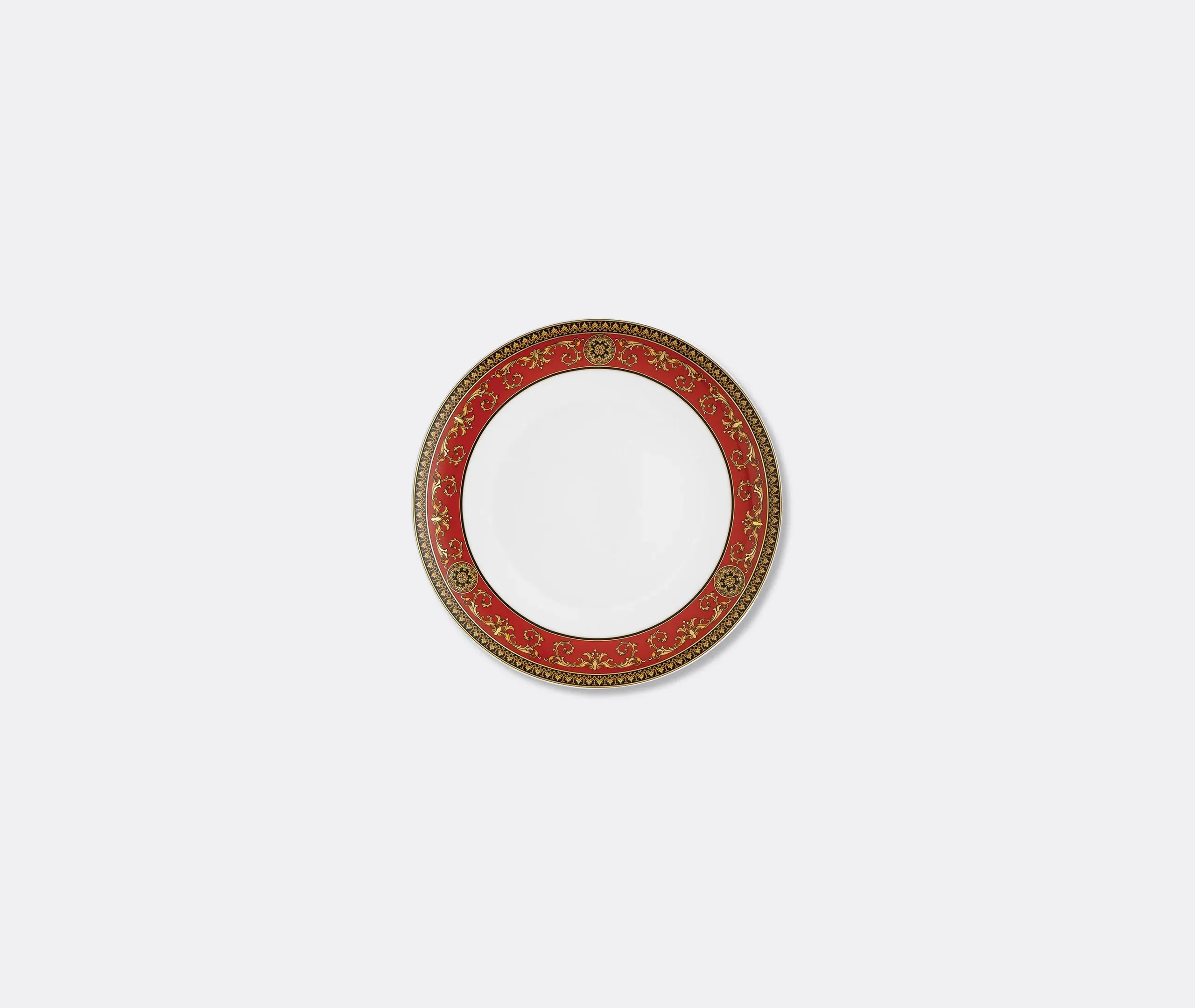 Dinner Plate with Baroque Design - Red, Porcelain image