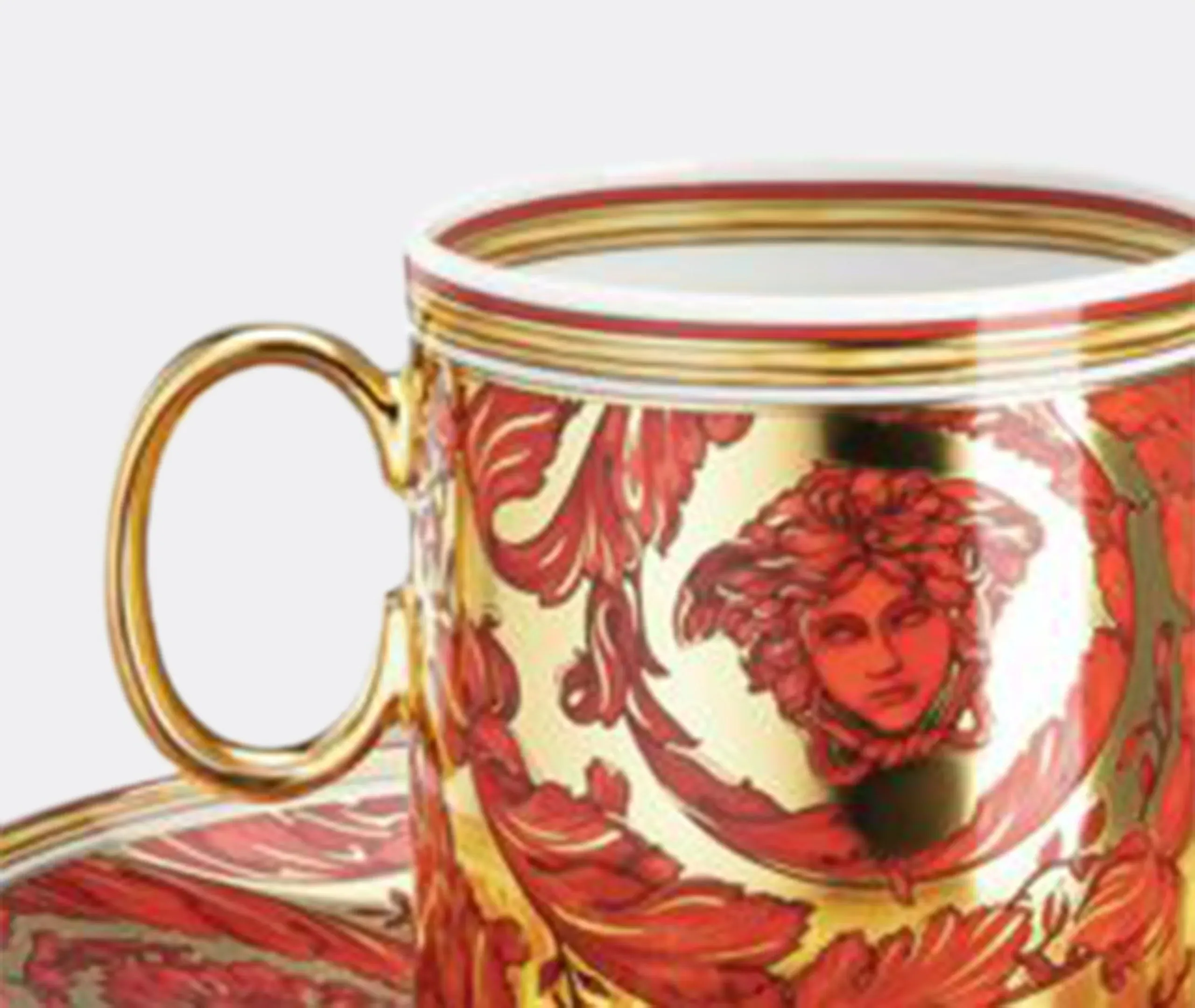Espresso Cup and Saucer Set - Red, Porcelain