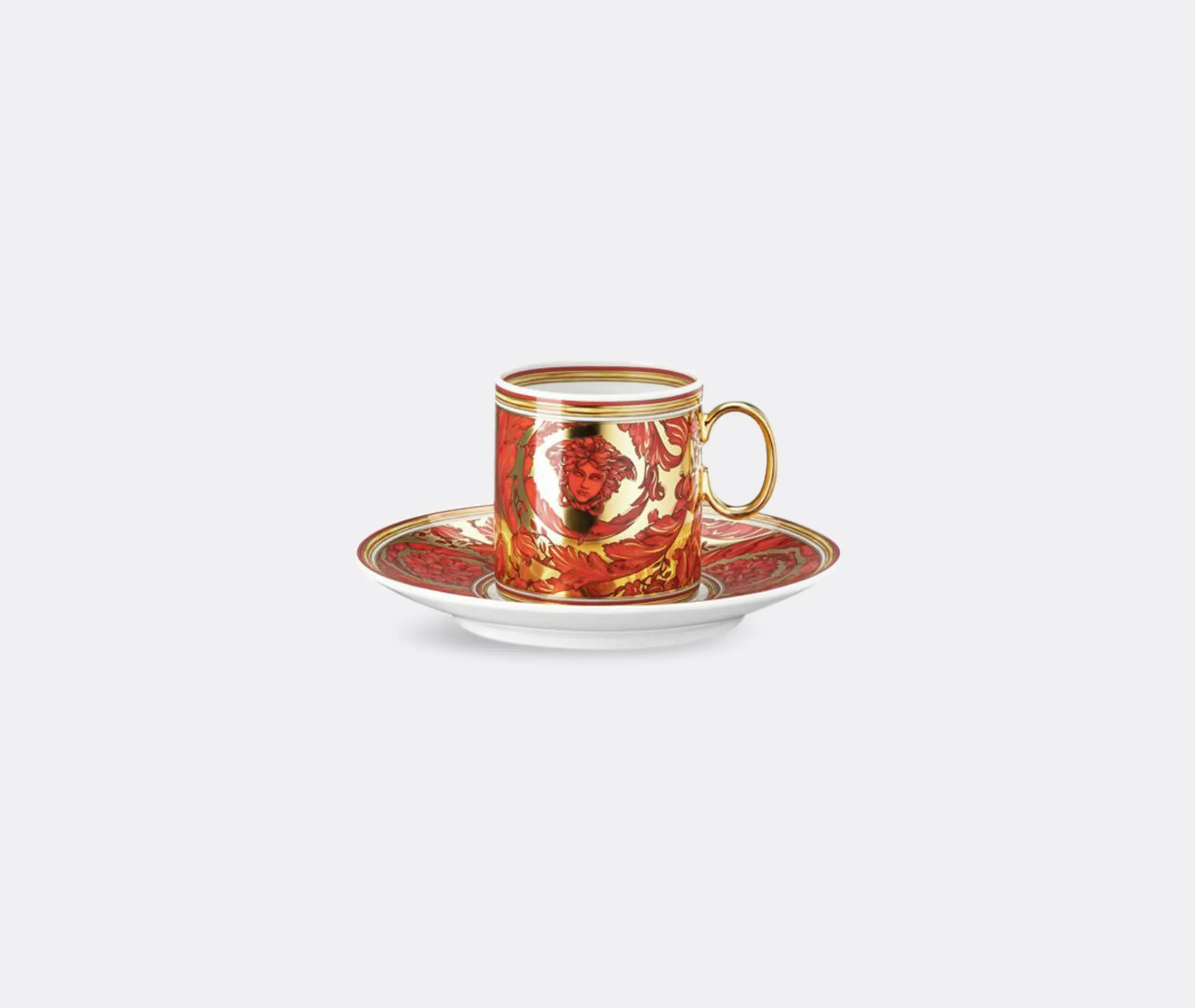 Espresso Cup and Saucer Set - Red, Porcelain