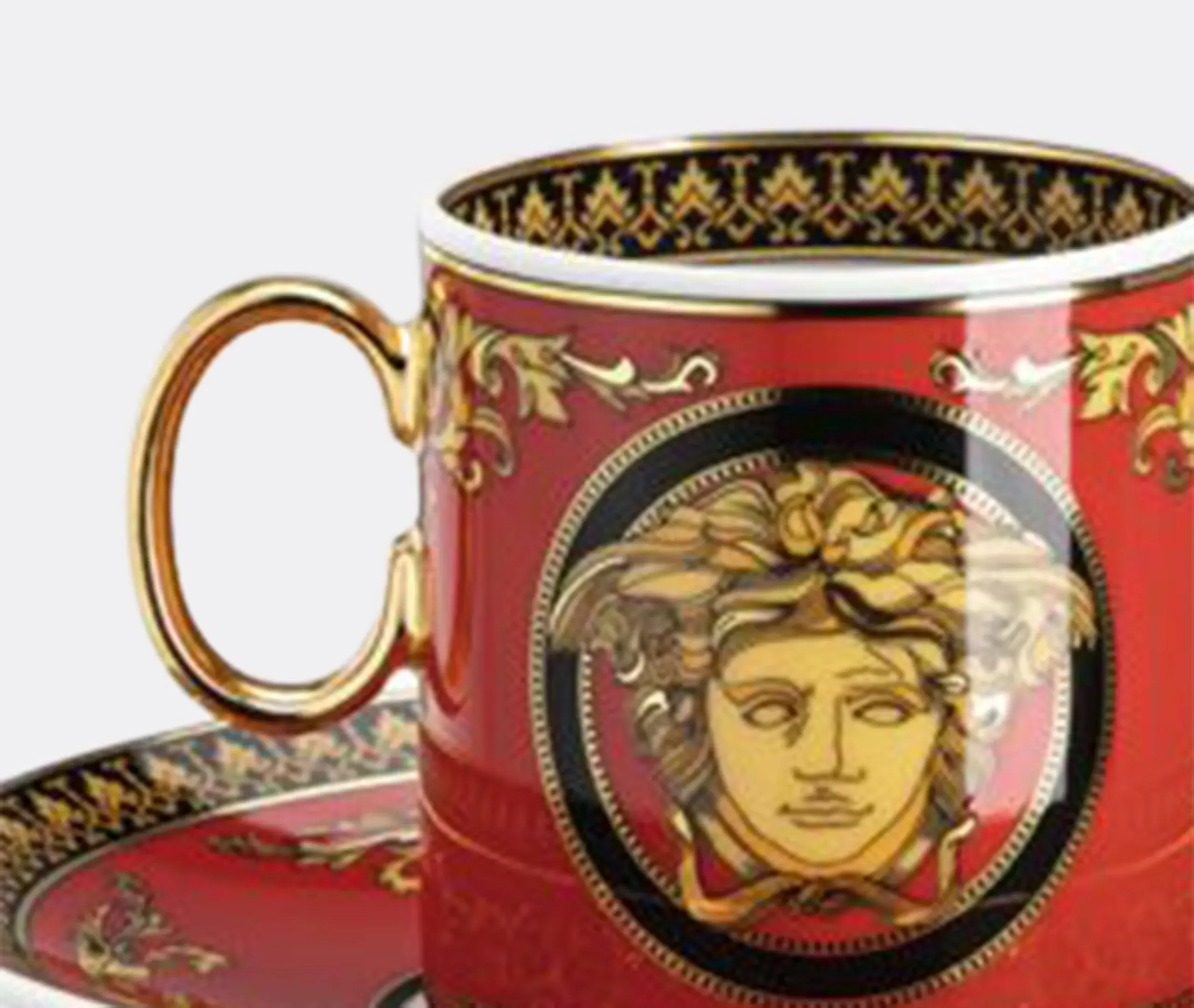 Espresso Cup and Saucer Set - Red, Porcelain