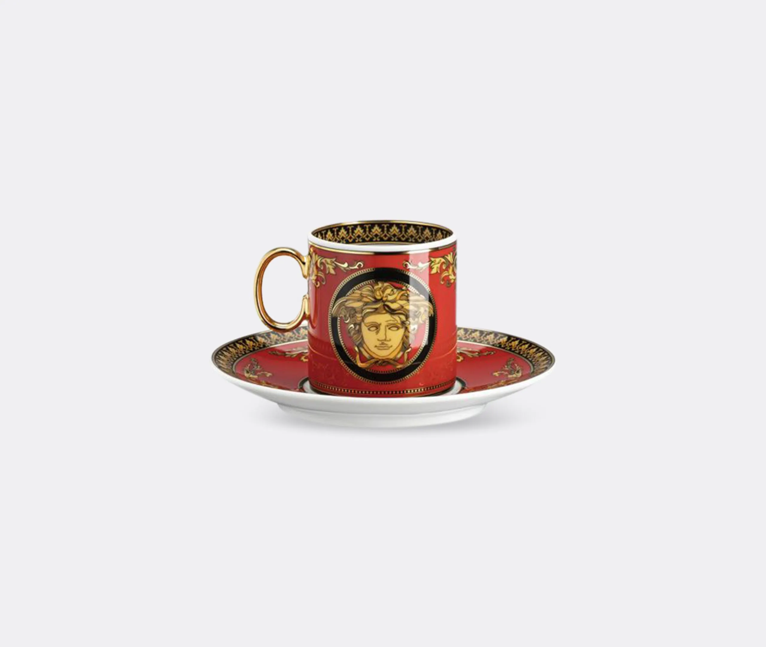 Espresso Cup and Saucer Set - Red, Porcelain