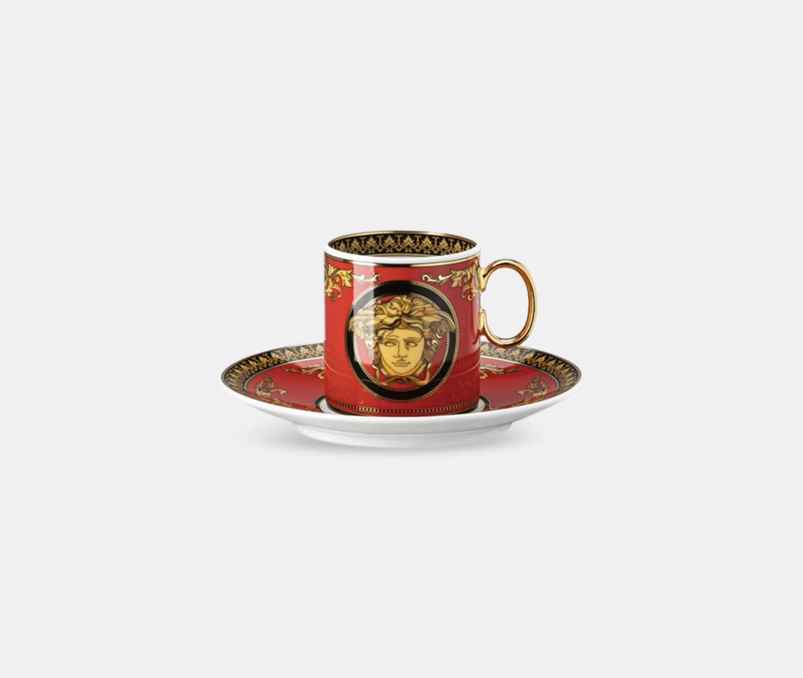 Espresso Cup and Saucer Set - Red, Porcelain