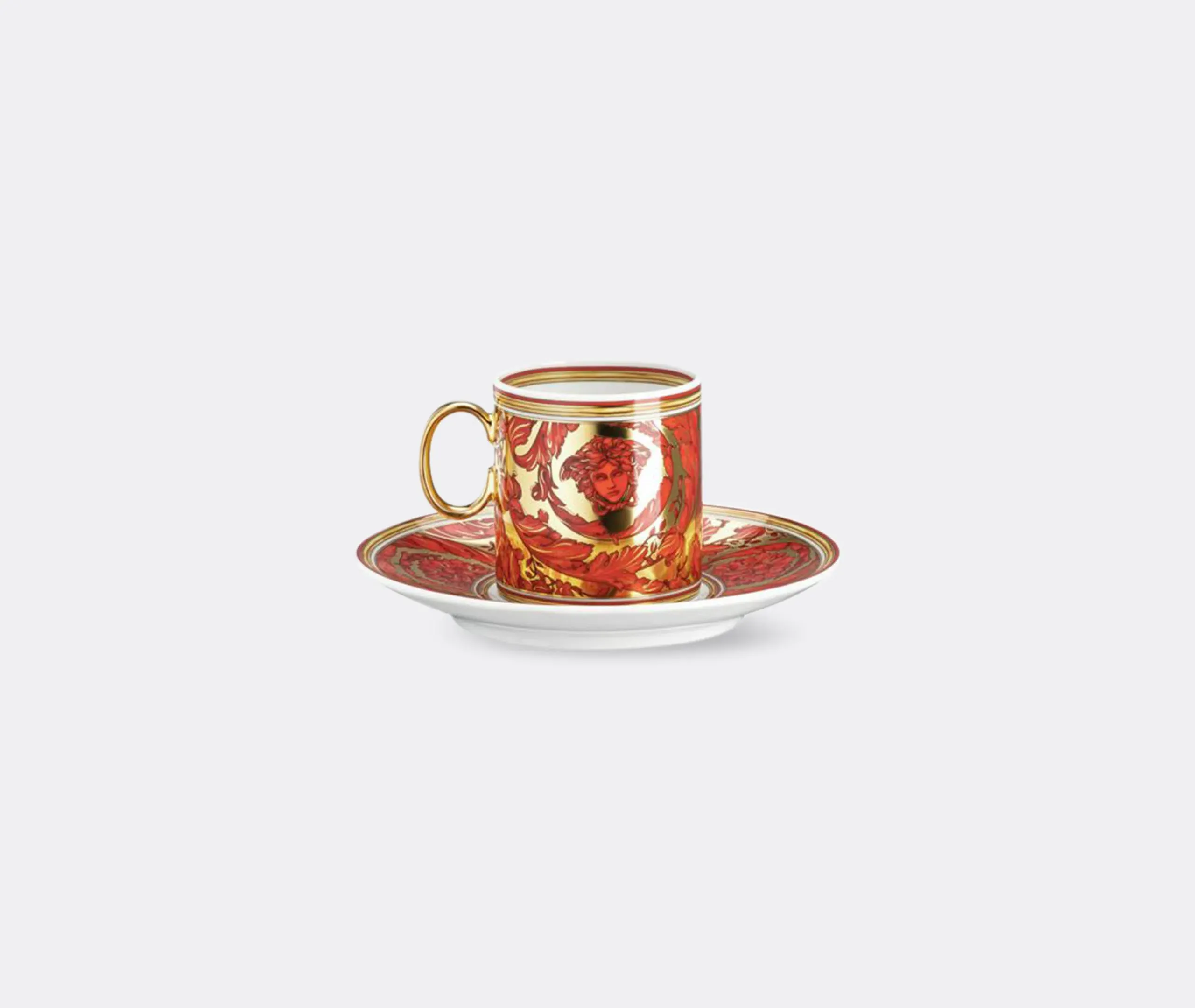 Espresso Cup and Saucer Set - Red, Porcelain