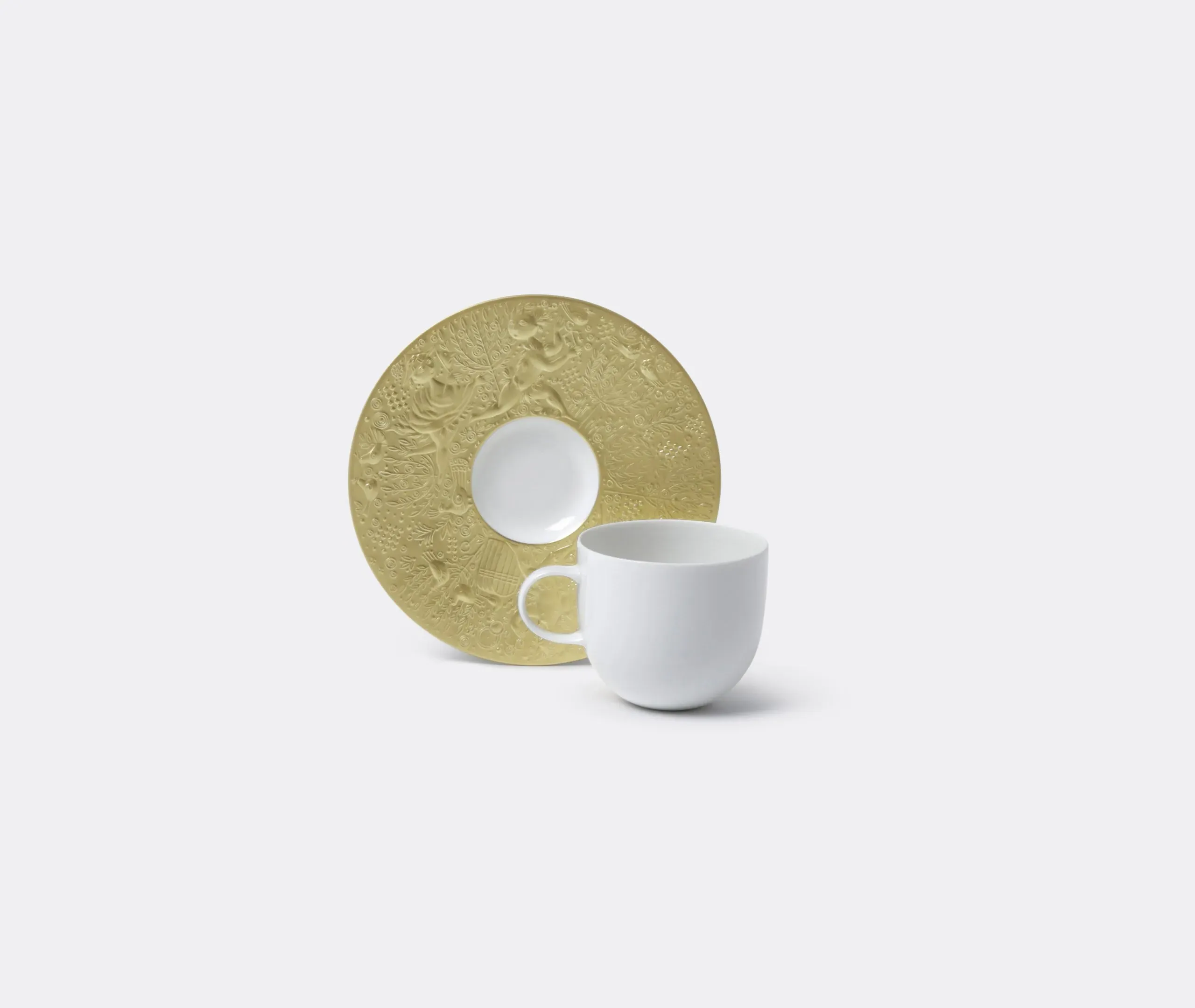 Low Cup with Saucer Set - White, Porcelain