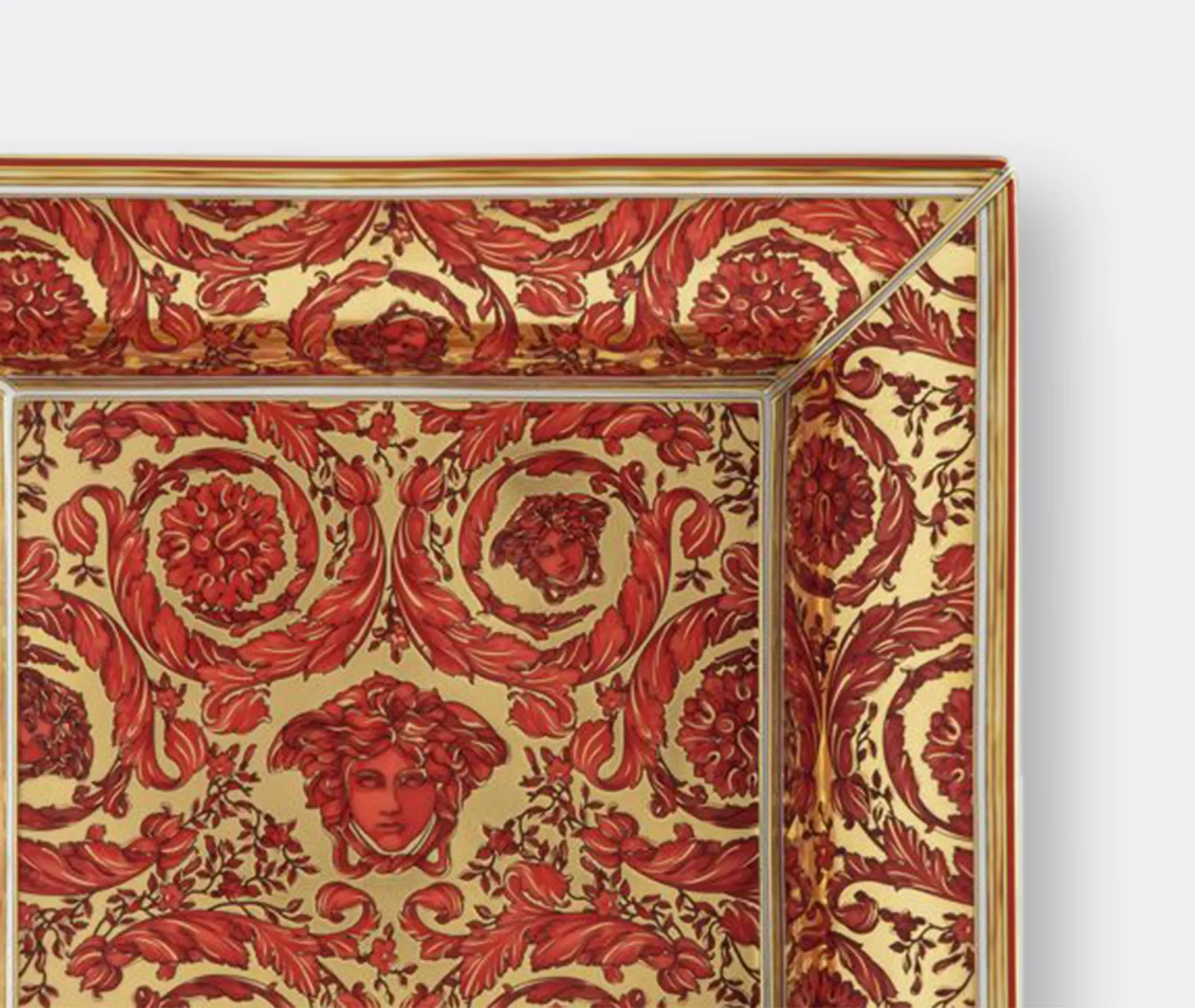 Medusa Garland Medium Square Dish - Red, Porcelain