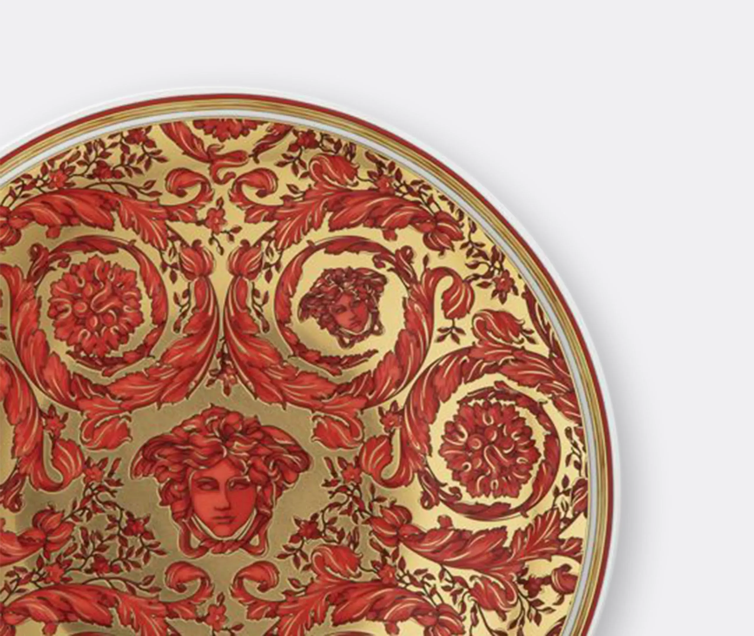 Medusa Garland Round Bread Plate - Red, Porcelain