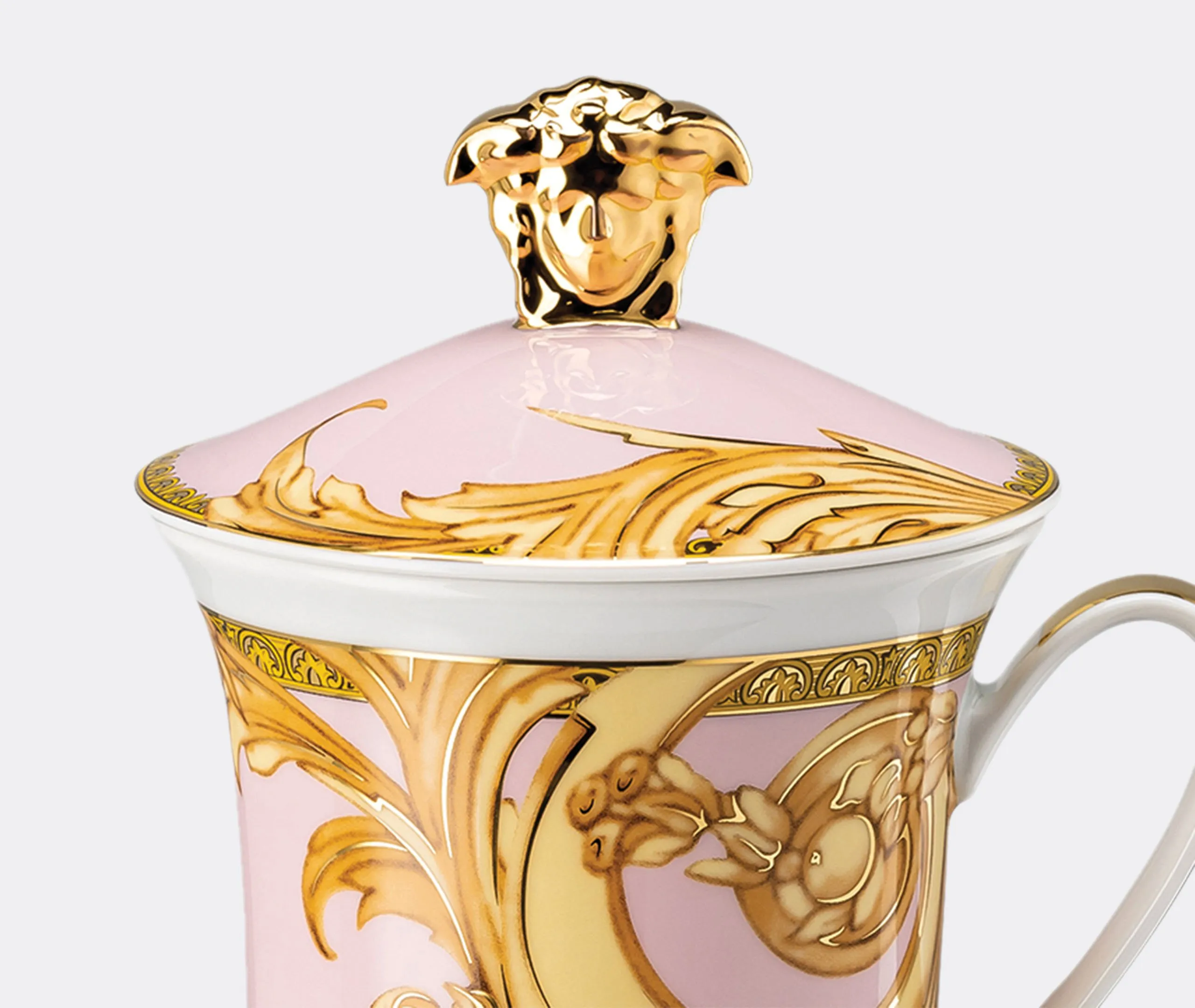 Mug with Lid - Pink, Porcelain
