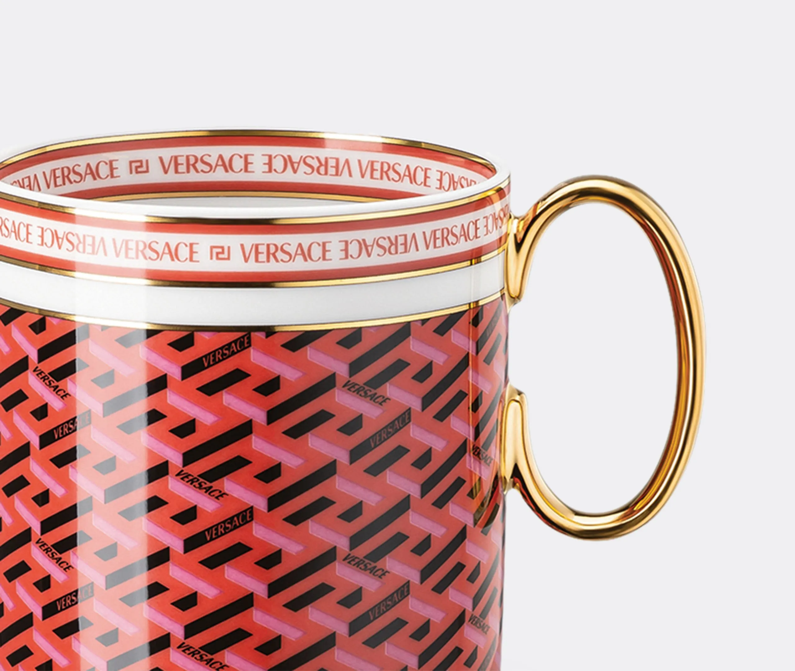 Mug with Relief Pattern - Red, Porcelain