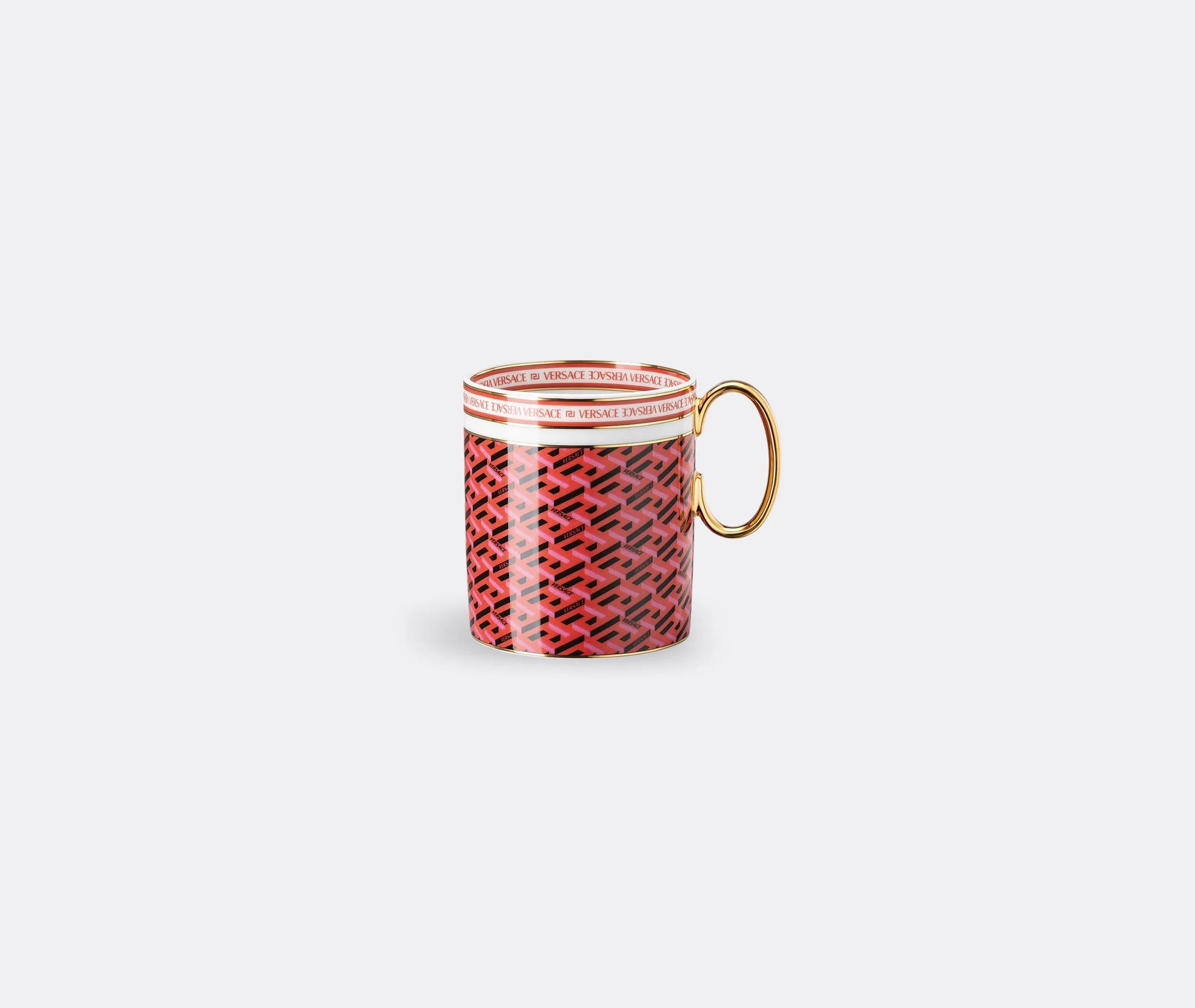 Mug with Relief Pattern - Red, Porcelain