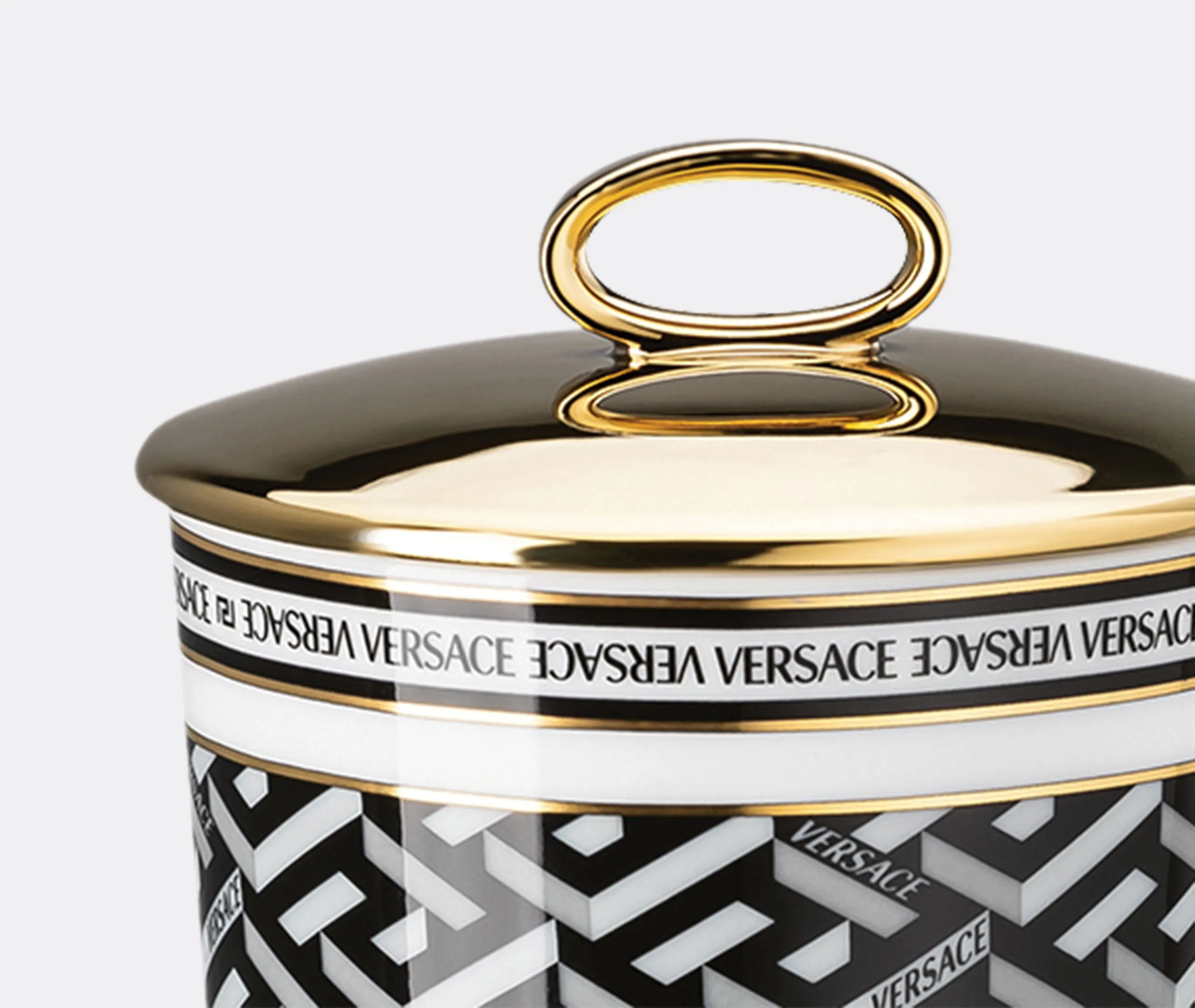 Scented Candle with Lid - Black, Porcelain