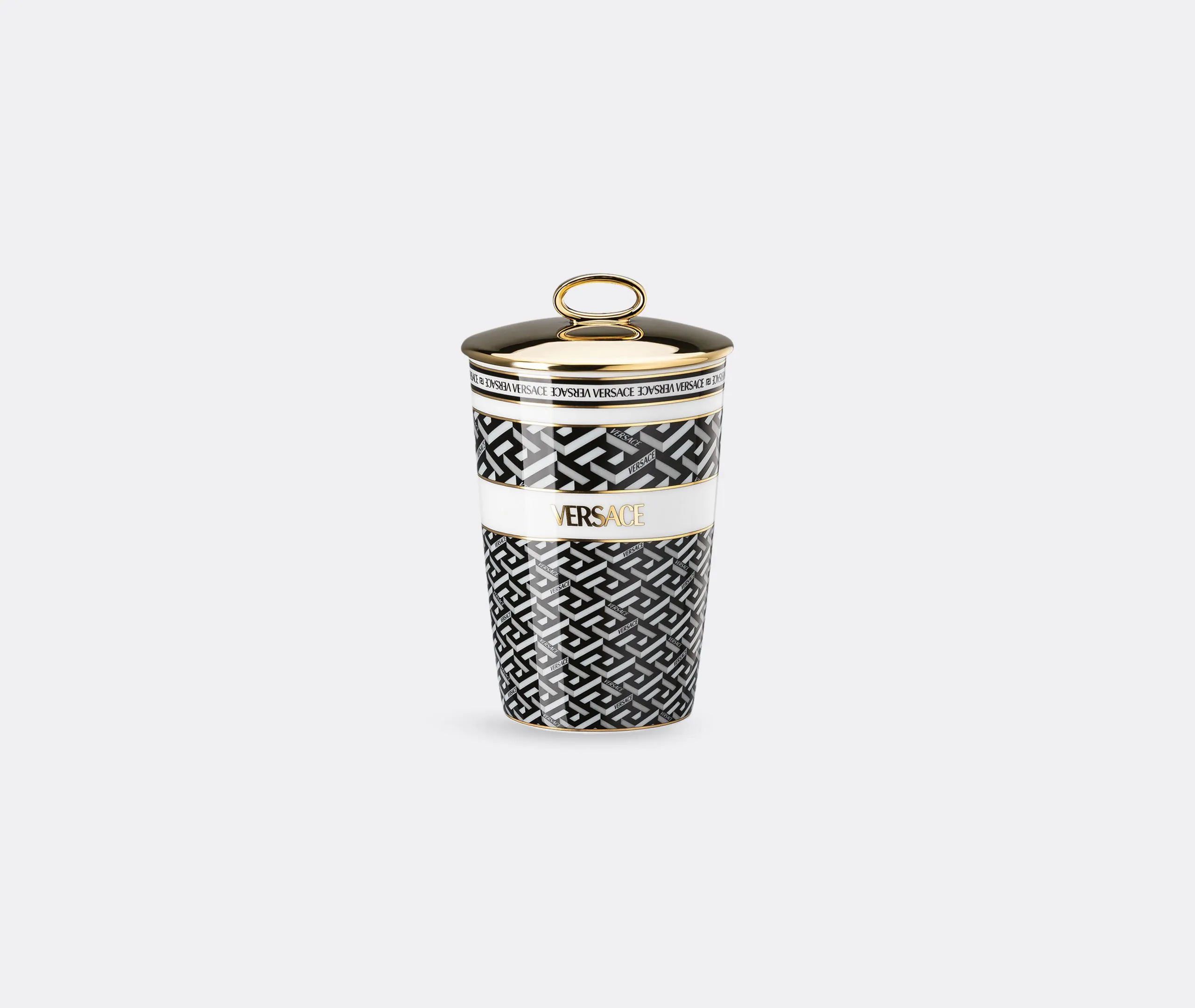 Scented Candle with Lid - Black, Porcelain