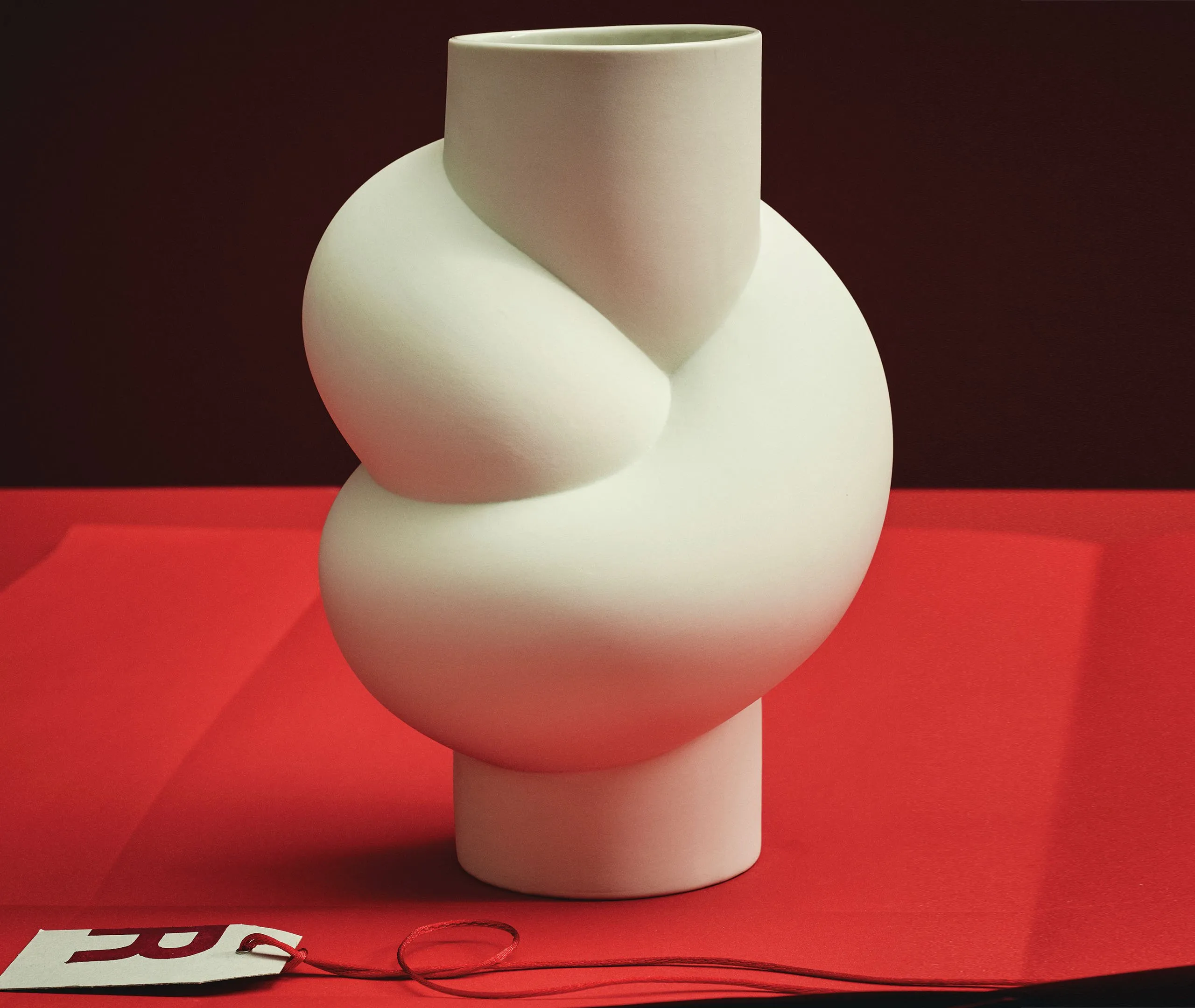Sculptural Vase with Flowing Design - White