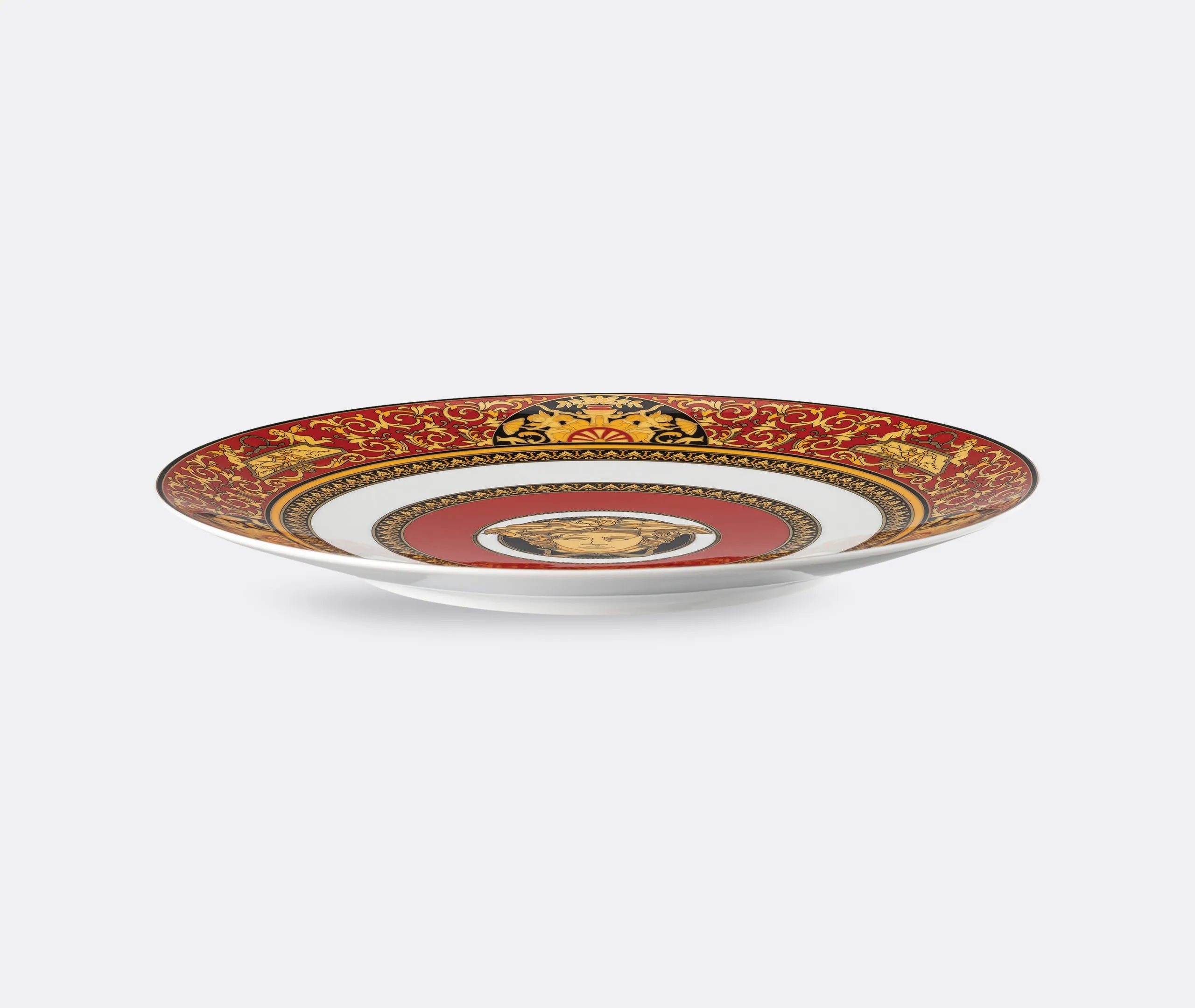 Service Plate with Medusa Design - Red, Porcelain