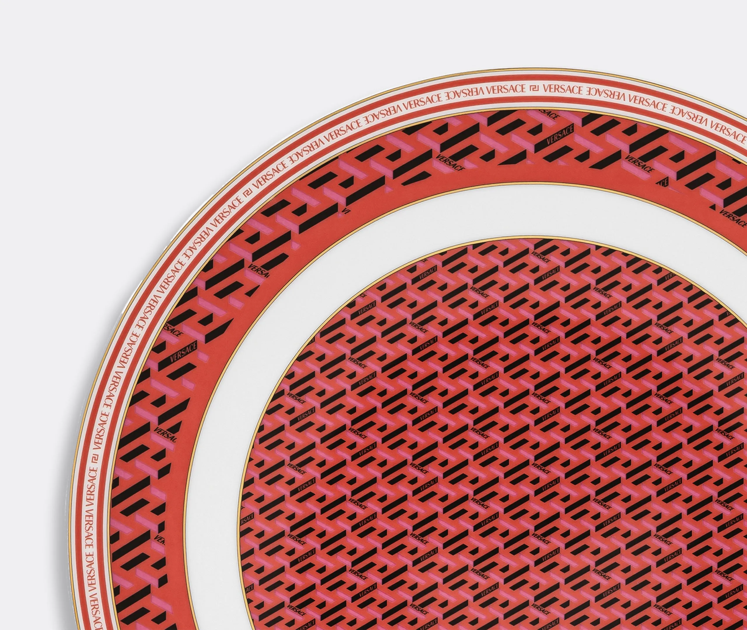 Service Plate with Relief Pattern - Red, Porcelain