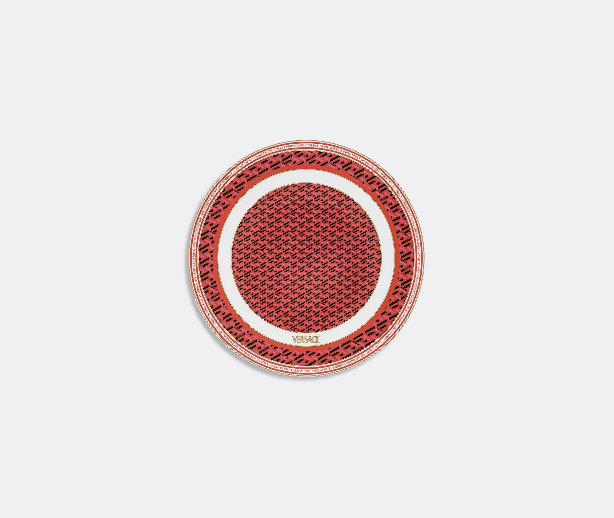 Service Plate with Relief Pattern - Red, Porcelain